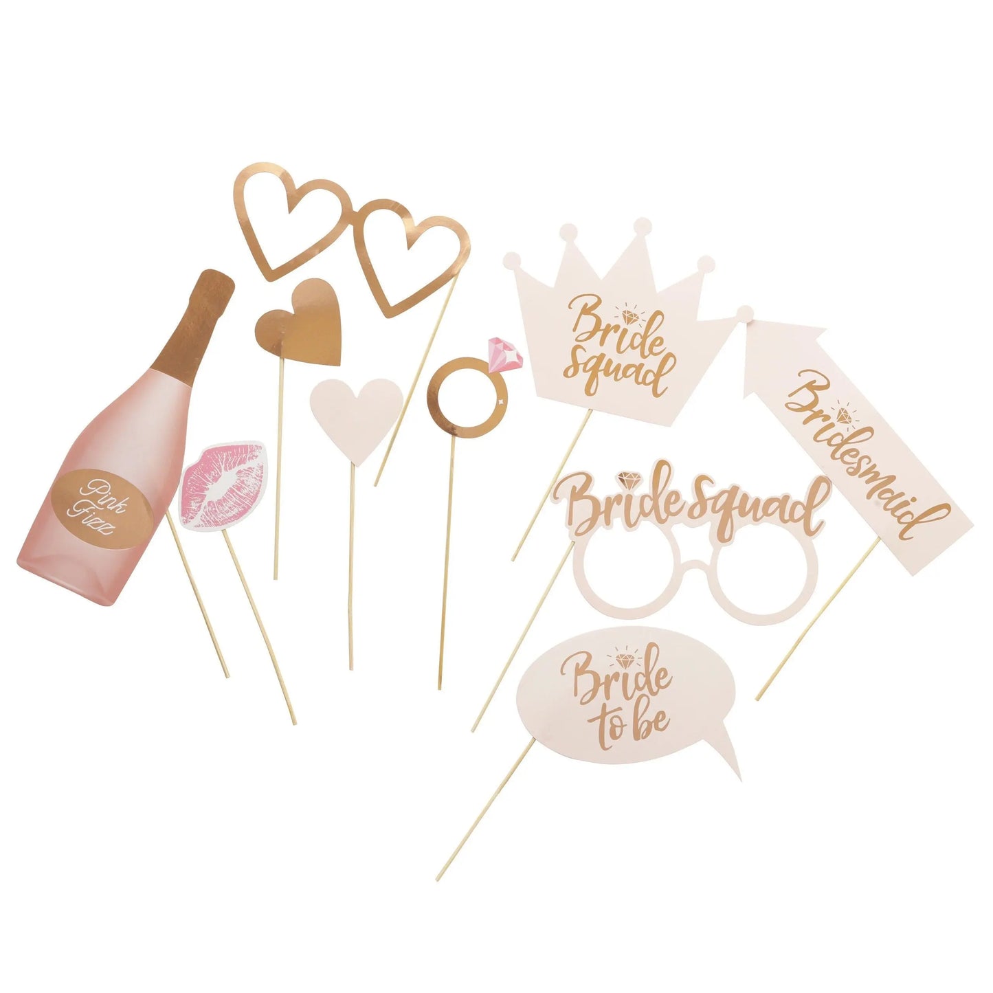 Hen Party Selfie Props 10 x wedding Photo Booth Night Games Wedding Pink & Rose Gold party favours Keechi & co.