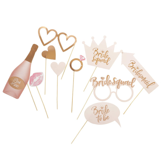 Hen Party Photo Booth Props: Pink & Rose Gold Selfie Props (Set of 10) Etsy