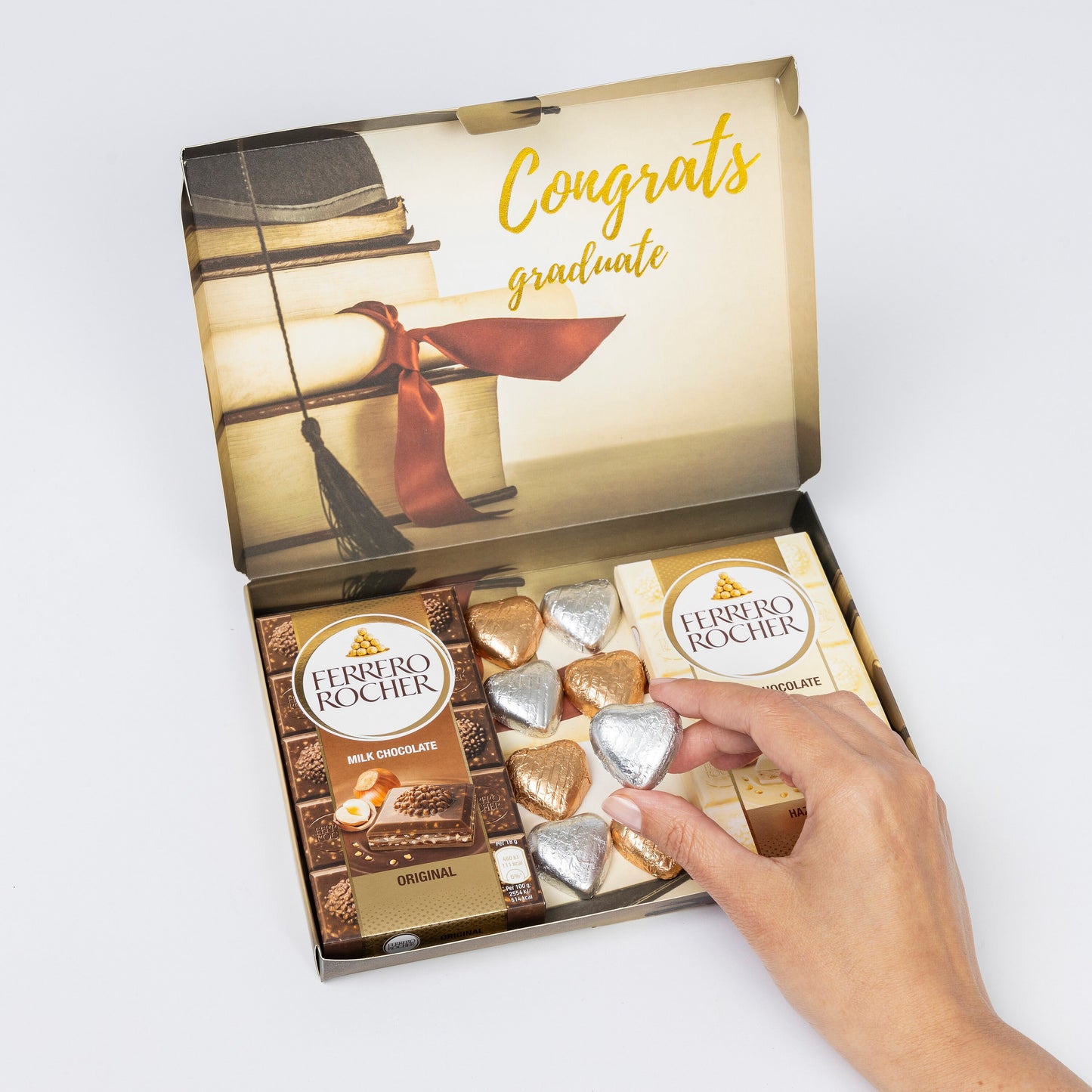 Ferrero Rocher Milk White Chocolate Bars Hearts Gift Box Hamper Graduation