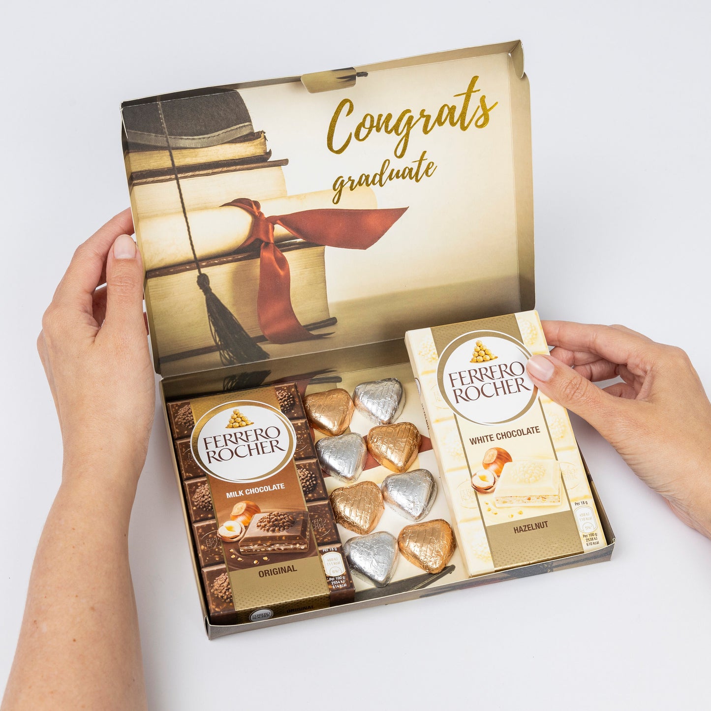 Ferrero Rocher Milk White Chocolate Bars Hearts Gift Box Hamper Graduation