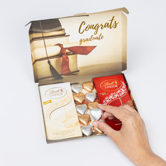 Lindt Lindor Milk White Chocolate Bars Hearts Hamper Gift Graduation Graduate Etsy