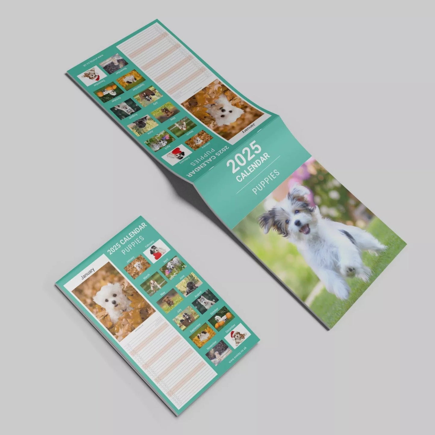 2025 Puppies Slim Wall Calendar: Home Office Planner