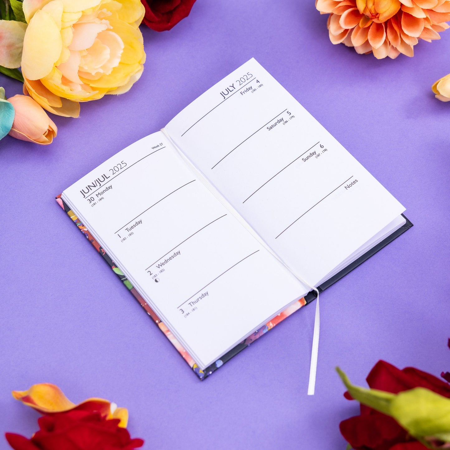 2025 Slim Diary: Week to View, Floral Design