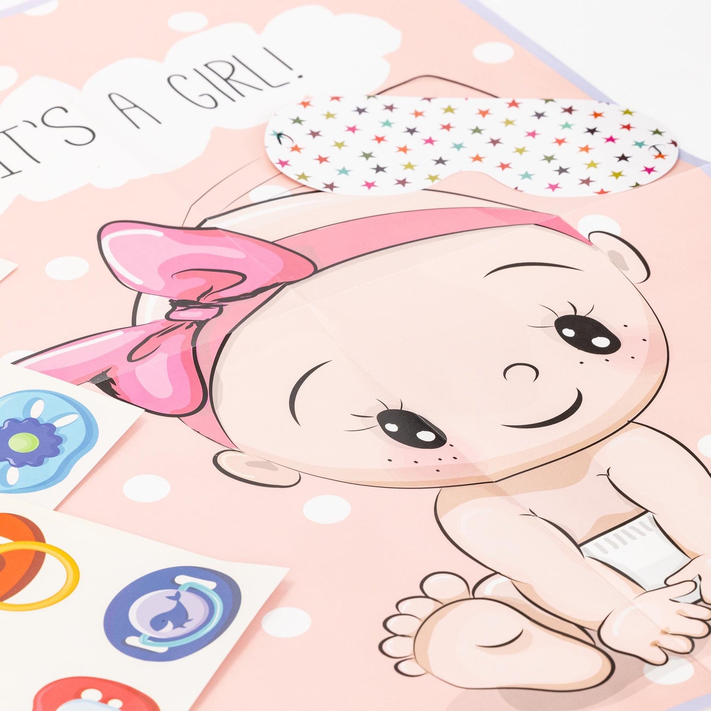 Pin the Dummy Baby Shower Game: A2 Poster, Eye Mask & Stickers