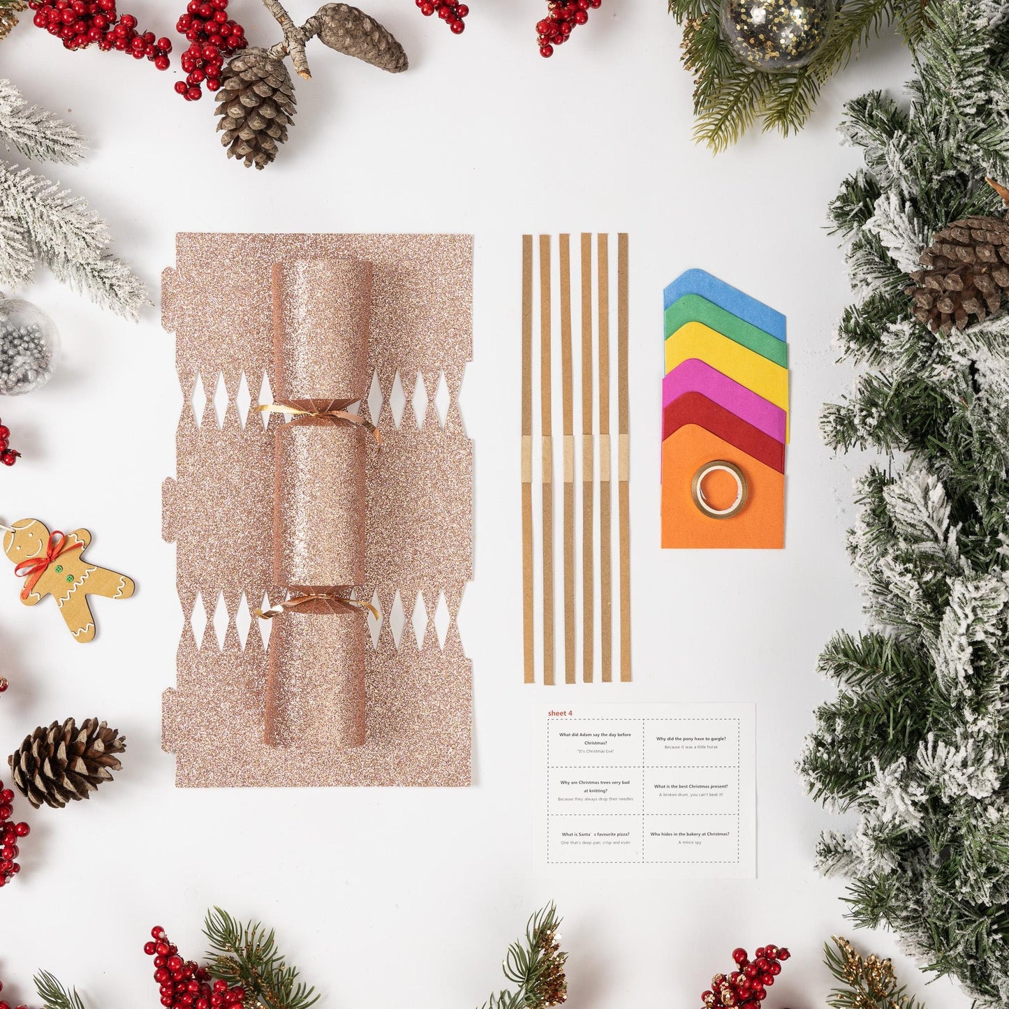 Make Your Own Christmas Cracker kit Crackers Hats Snaps rose gold glitter Etsy