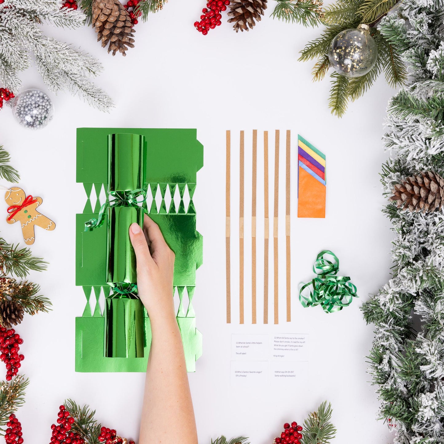 12 Make Your Own Christmas Cracker kit Crackers Hats Snaps green foil Etsy