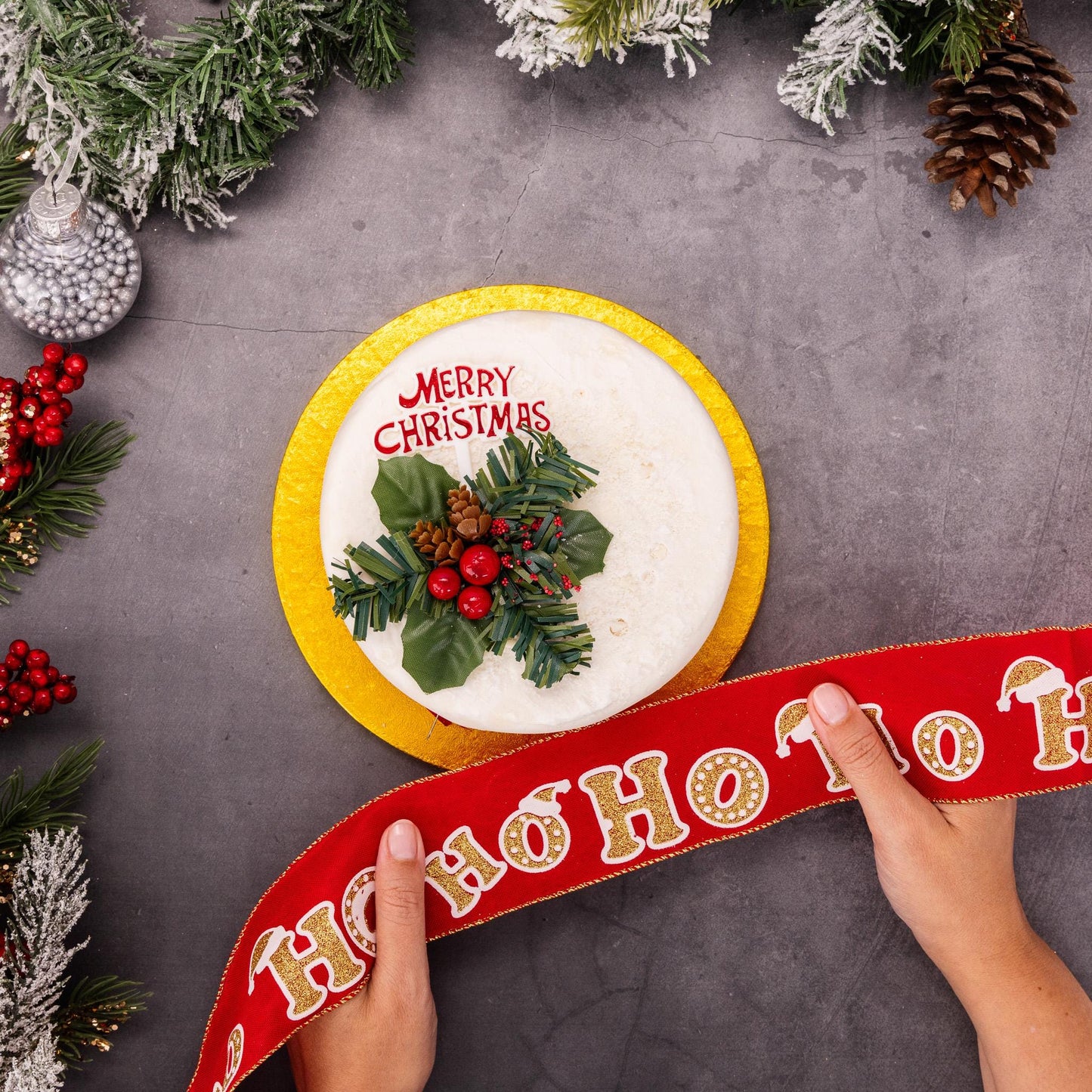 Christmas Cake Ribbon Frills Decoration Wired Band Traditional 1 Yard Lengths
