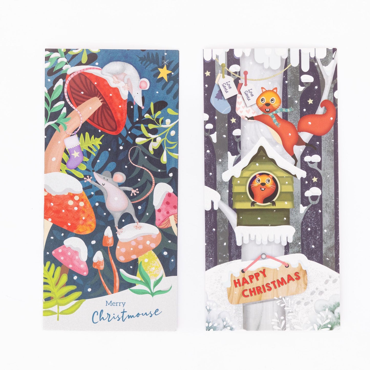 Christmas Cards 16 Card Pack Box Set Slim Photo Xmas Traditional Santa Snowman Etsy