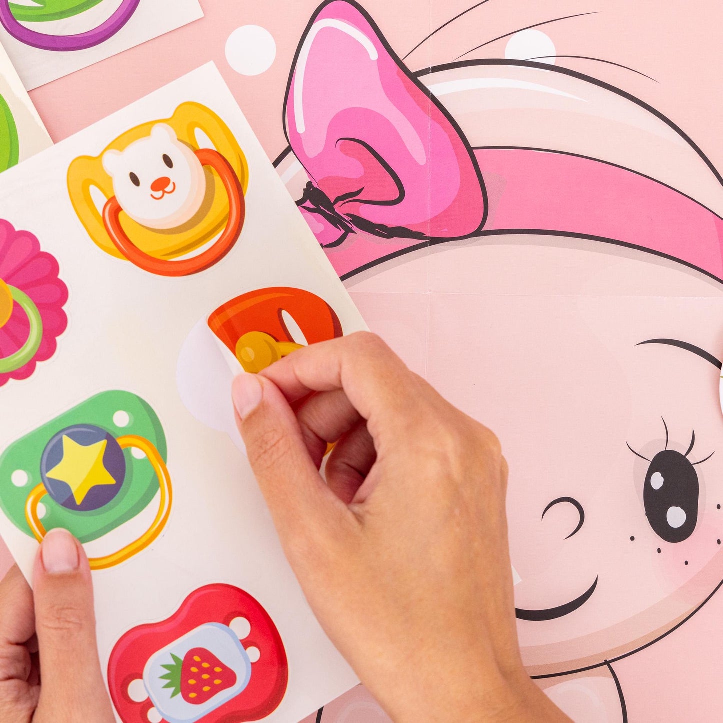 Pin the Dummy Baby Shower Game: A2 Poster, Eye Mask & Stickers