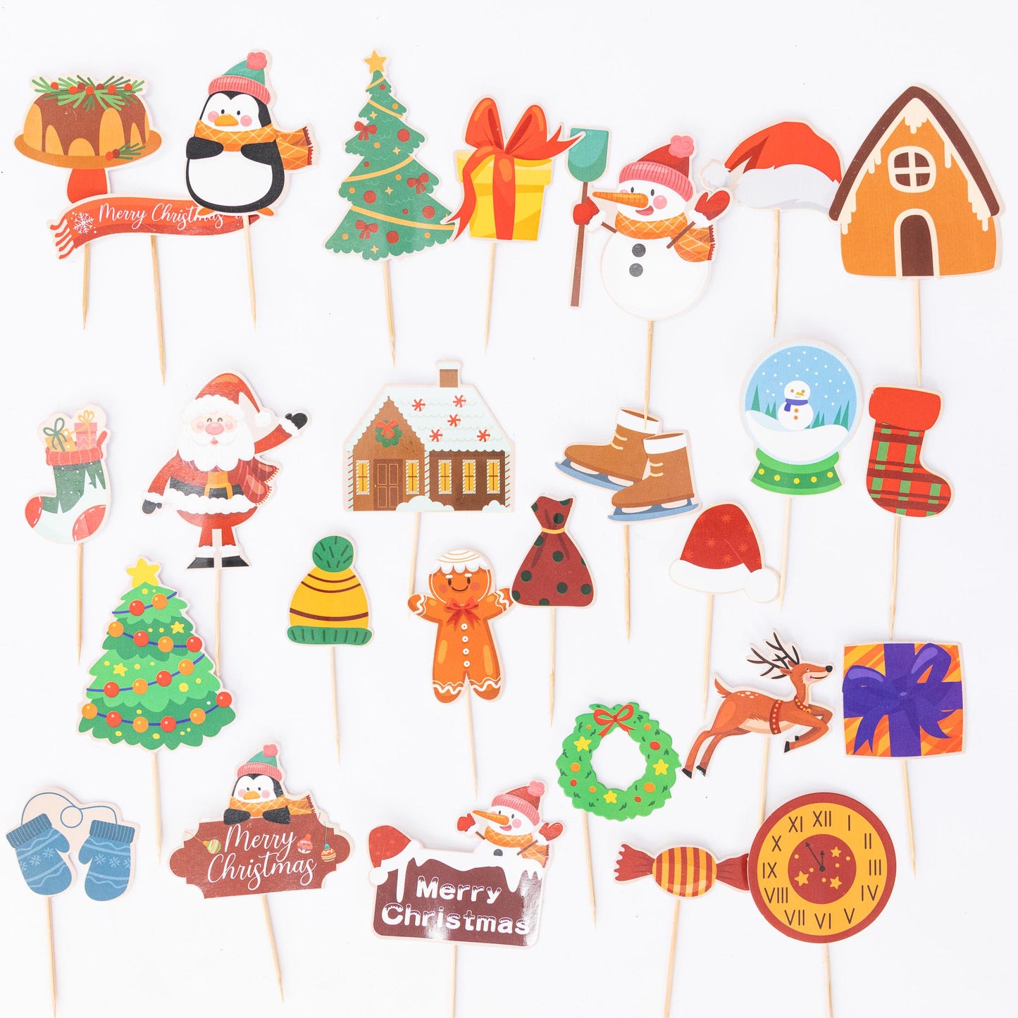 27 Christmas Food Fun Cocktail Sticks Cake Pick Cupcake Sandwich Buffet Topper