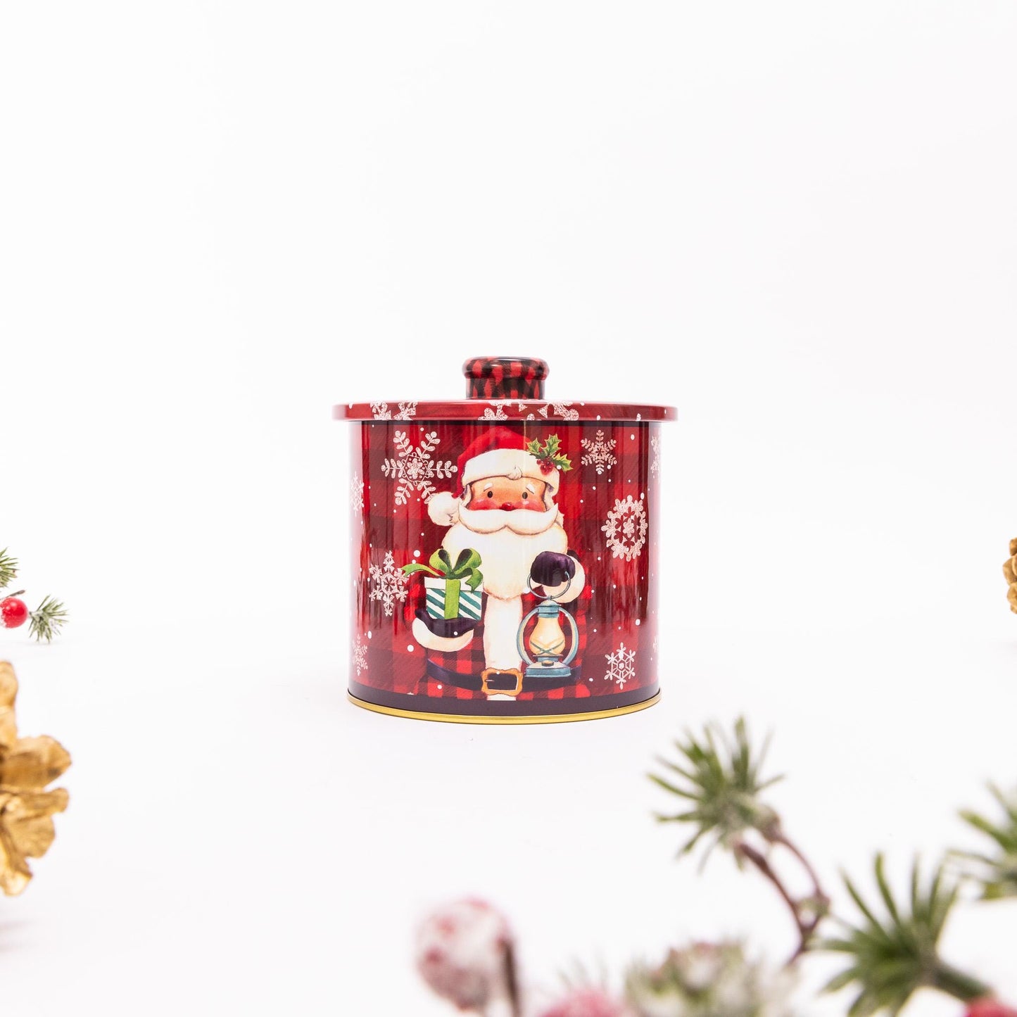 2 Christmas Tins Jars Storage Tin Container Canisters Cookie Biscuit Santa