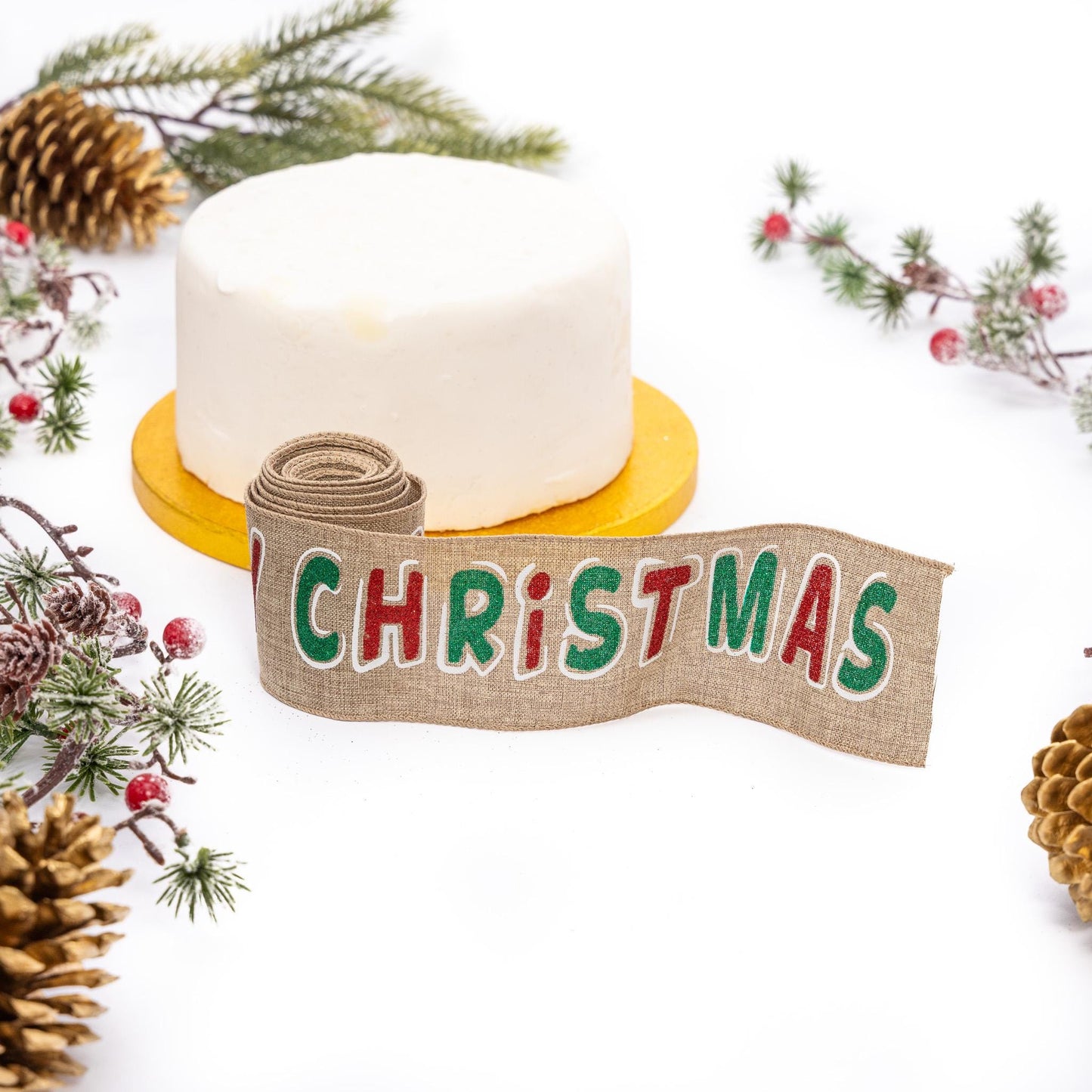 Christmas Cake Ribbon Frills Decoration Wired Band Traditional 1 Yard Lengths