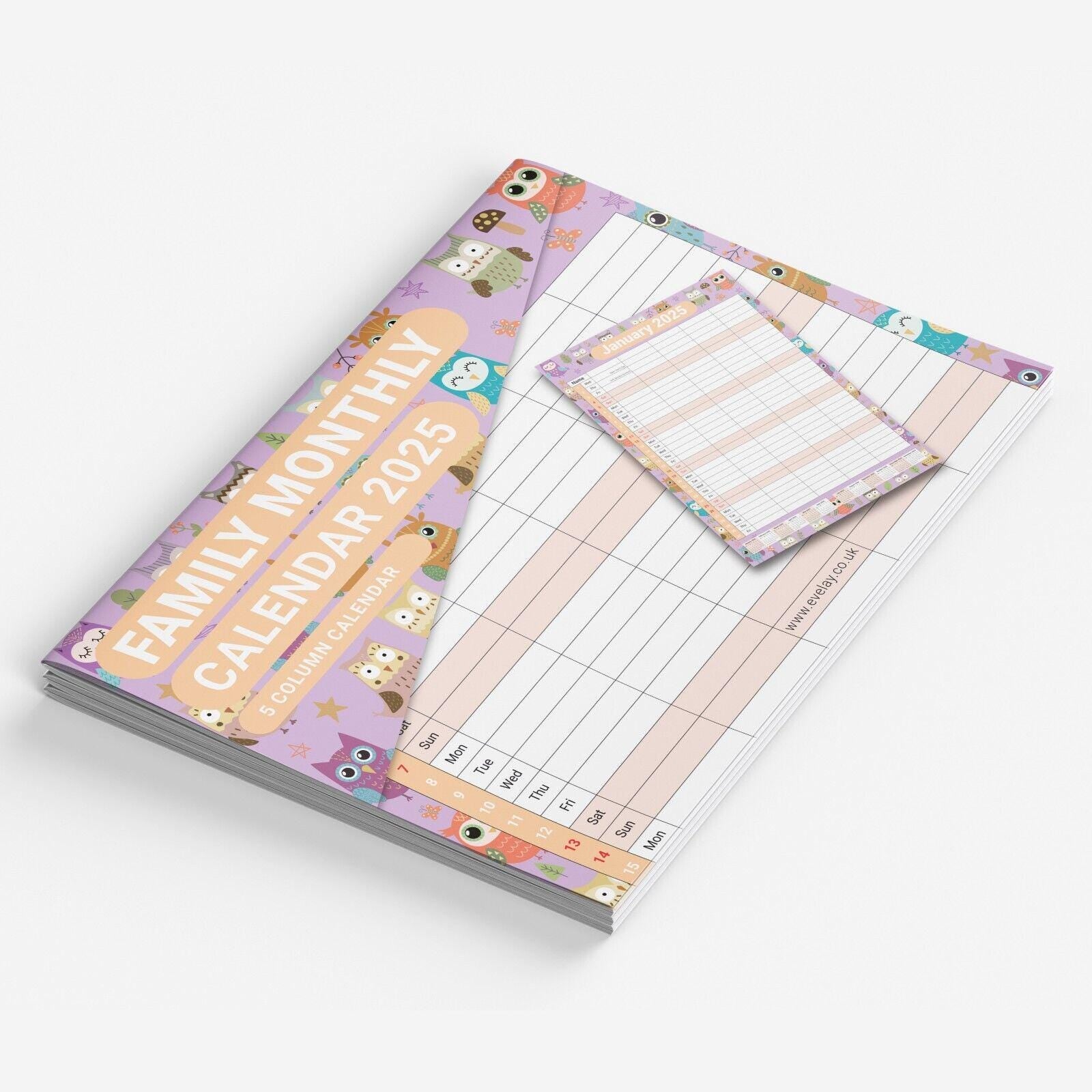 2025 Calendar Wall Monthly Planner Staff Rota Family Organiser Owls Etsy