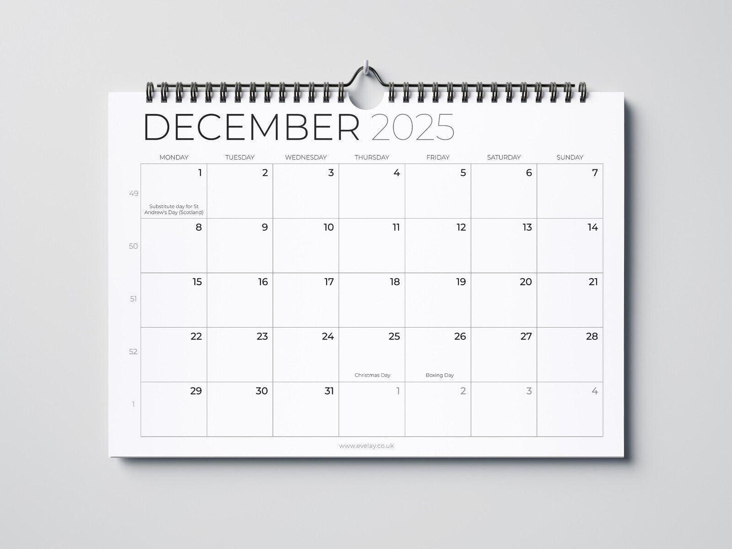 2025 Calendar A4 Landscape Month To View Wall Planner Family Office Organiser