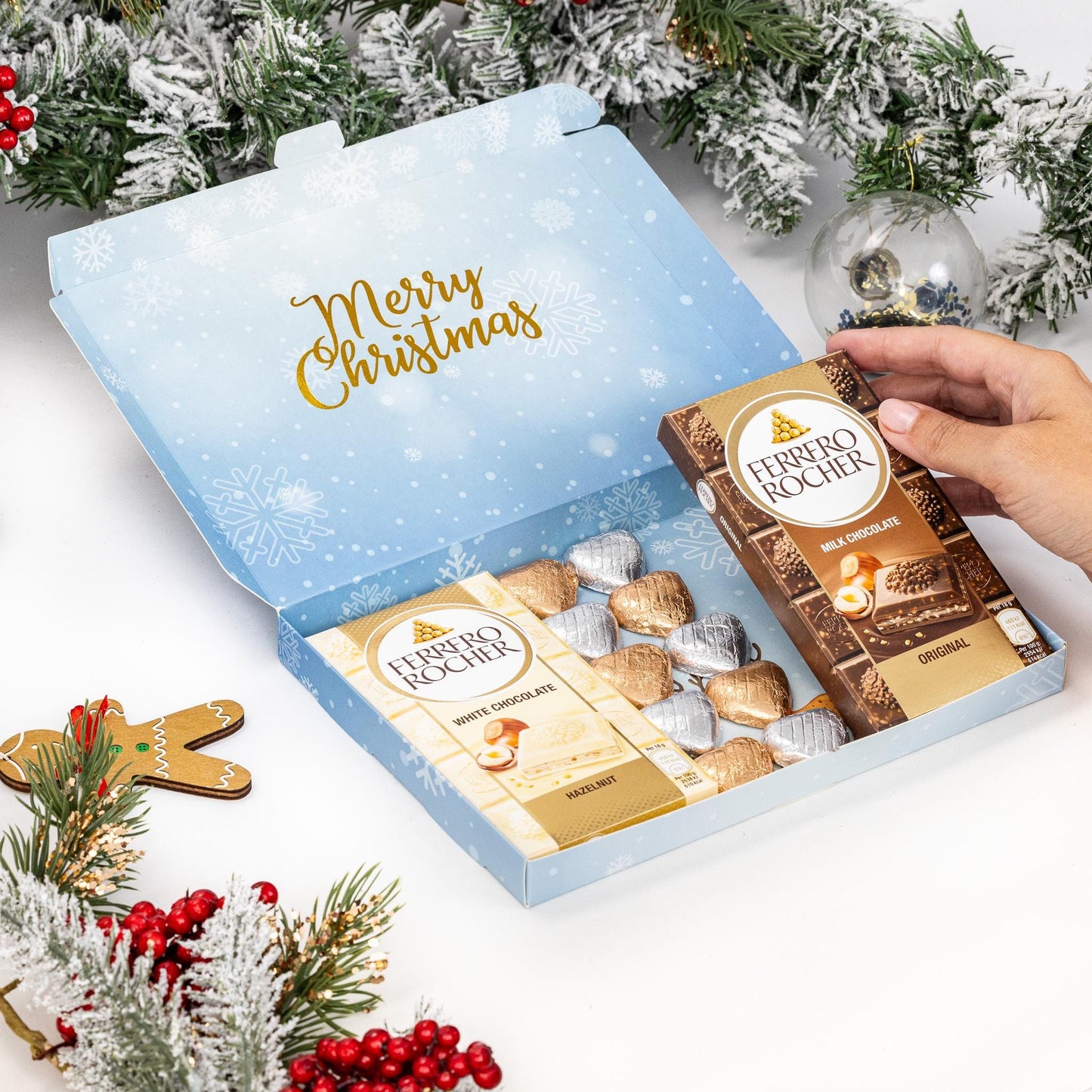 Ferrero Rocher Milk White Chocolate Bars Gift Box Hamper Christmas Present Heart
