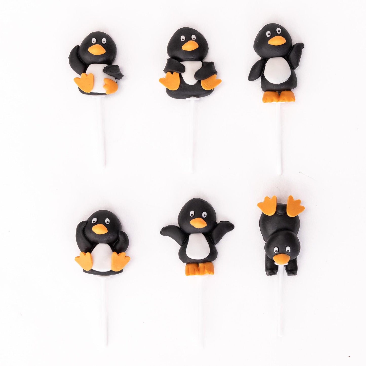 mini Penguin Christmas Cake Decorations yule log cupcake toppers 6 x Etsy