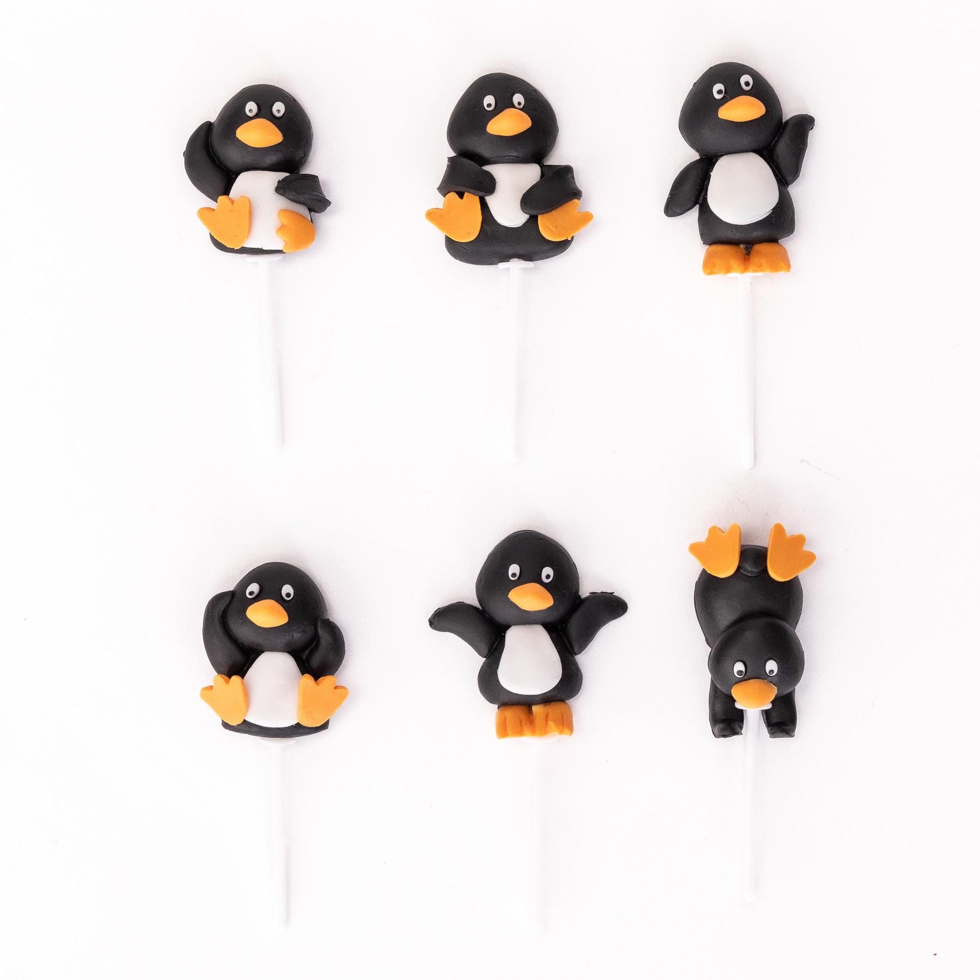 mini Penguin Christmas Cake Decorations yule log cupcake toppers 6 x Etsy