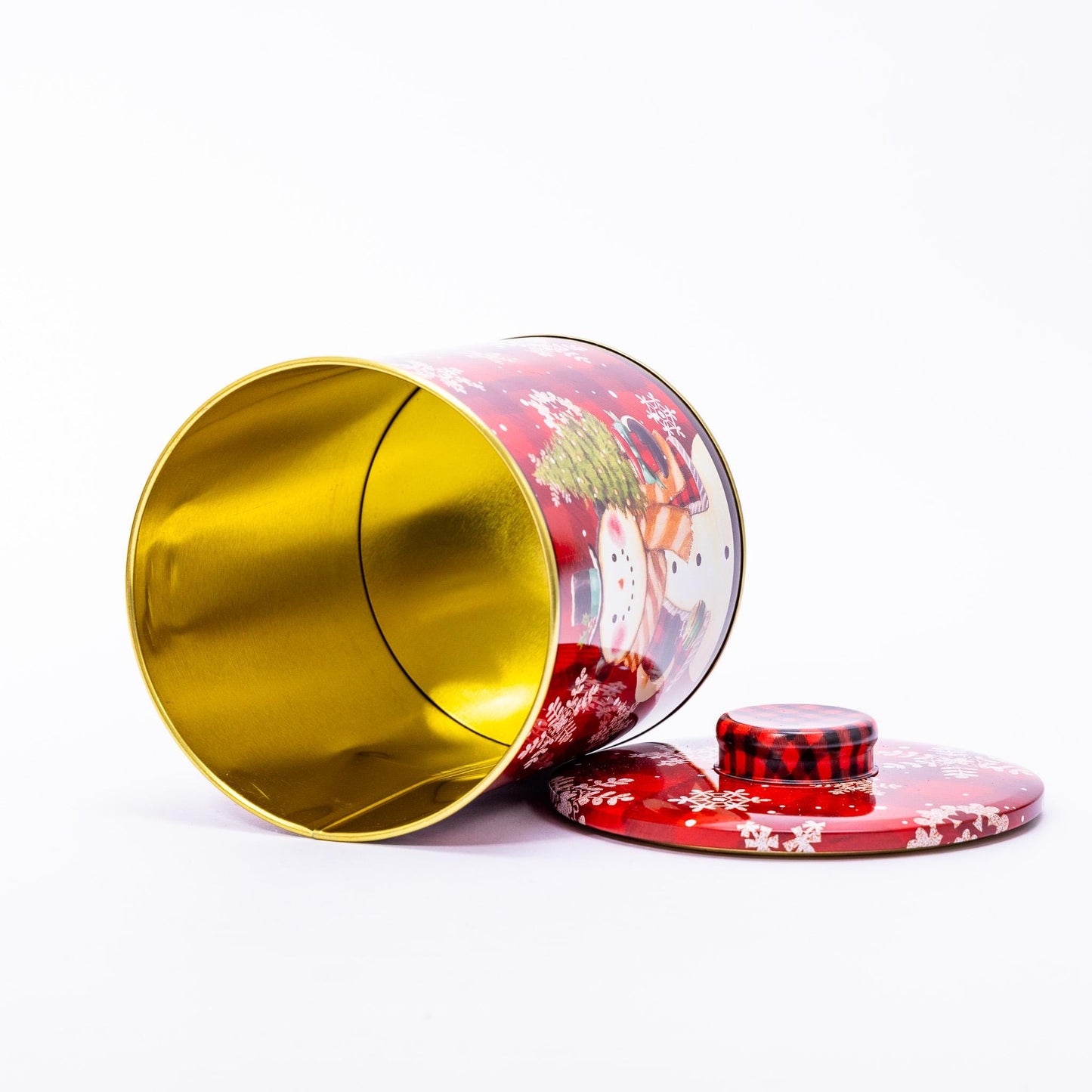 2 Christmas Tins Jars Storage Tin Container Canisters Cookie Biscuit Snowman