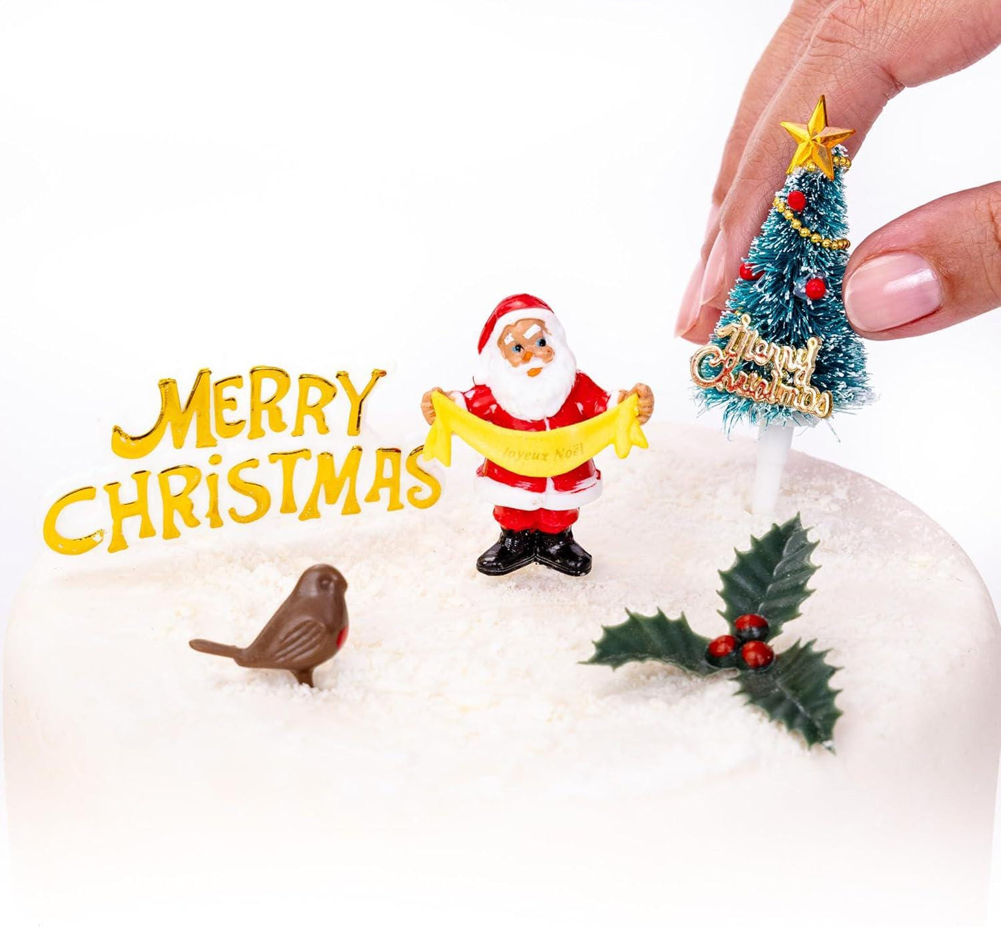 Christmas Cake Decorations Toppers 5 Piece Set Snowman Cupcake Topper Cake Decoration Pieces Merry Christmas 5 pc