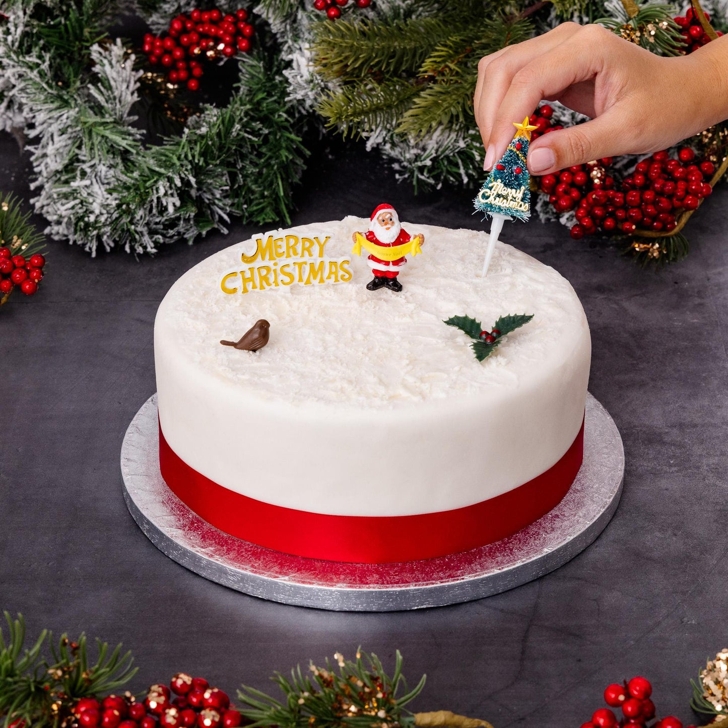 Christmas Cake Decorations Toppers 5 Piece Set Snowman Cupcake Topper Cake Decoration Pieces Merry Christmas 5 pc