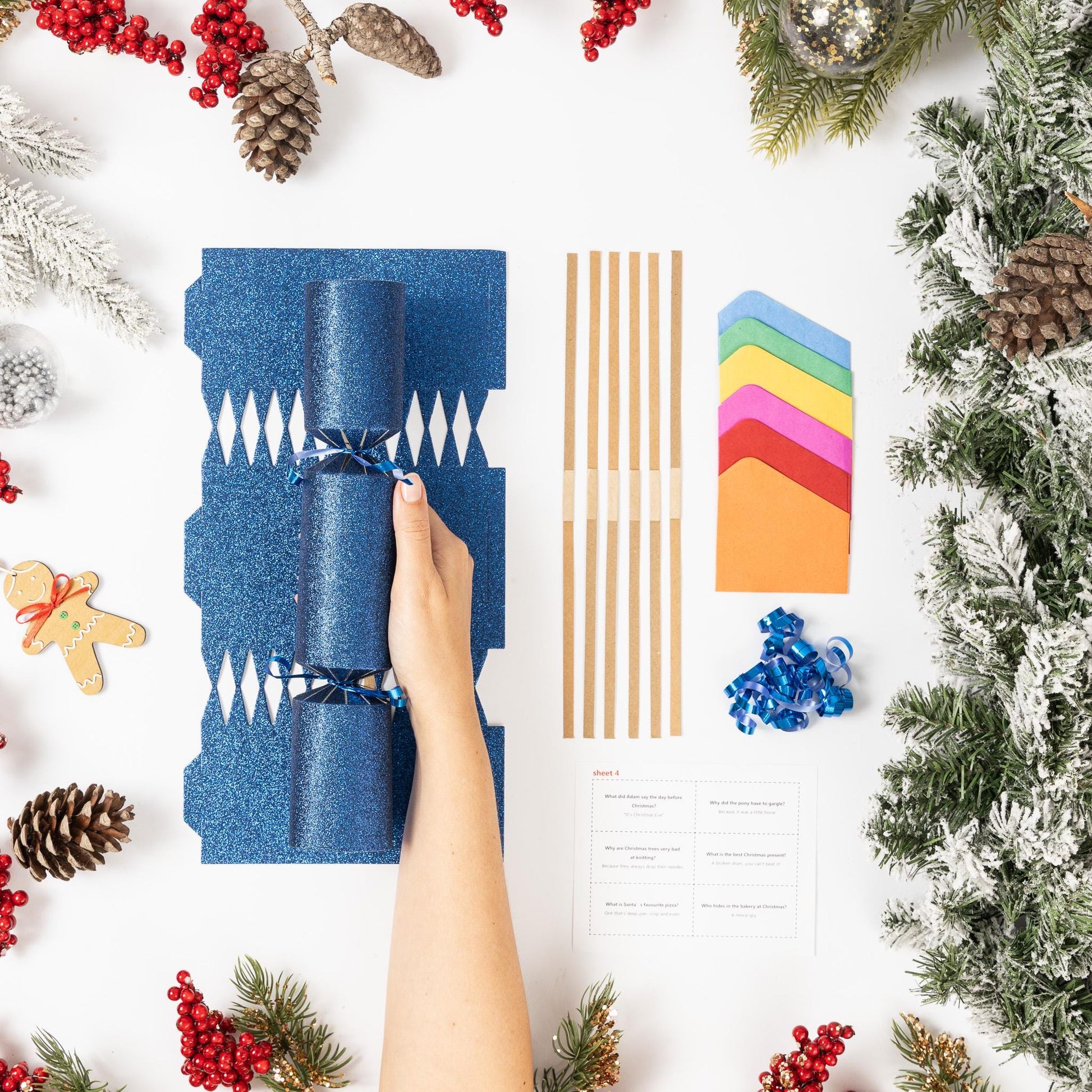 DIY Christmas Cracker Kit: Navy & Pink Glitter, Hats, Snaps (12 Pack) Etsy