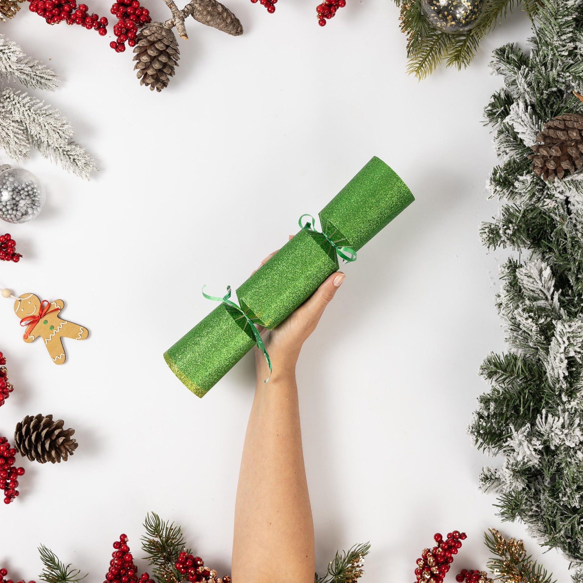 12 Make Your Own Christmas Cracker kit Crackers Hats Snaps Gold and Green GLITTER Etsy