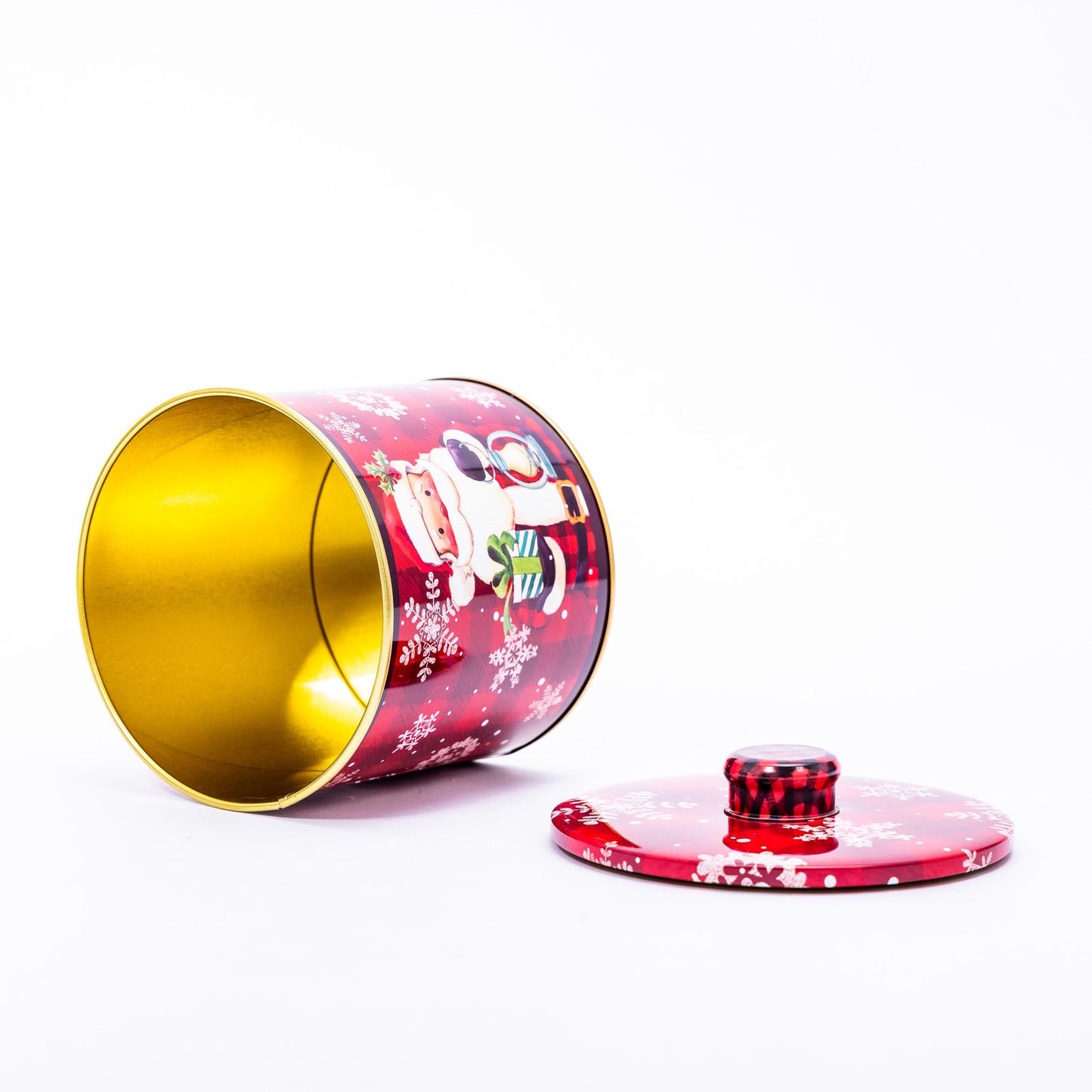 2 Christmas Tins Jars Storage Tin Container Canisters Cookie Biscuit Santa