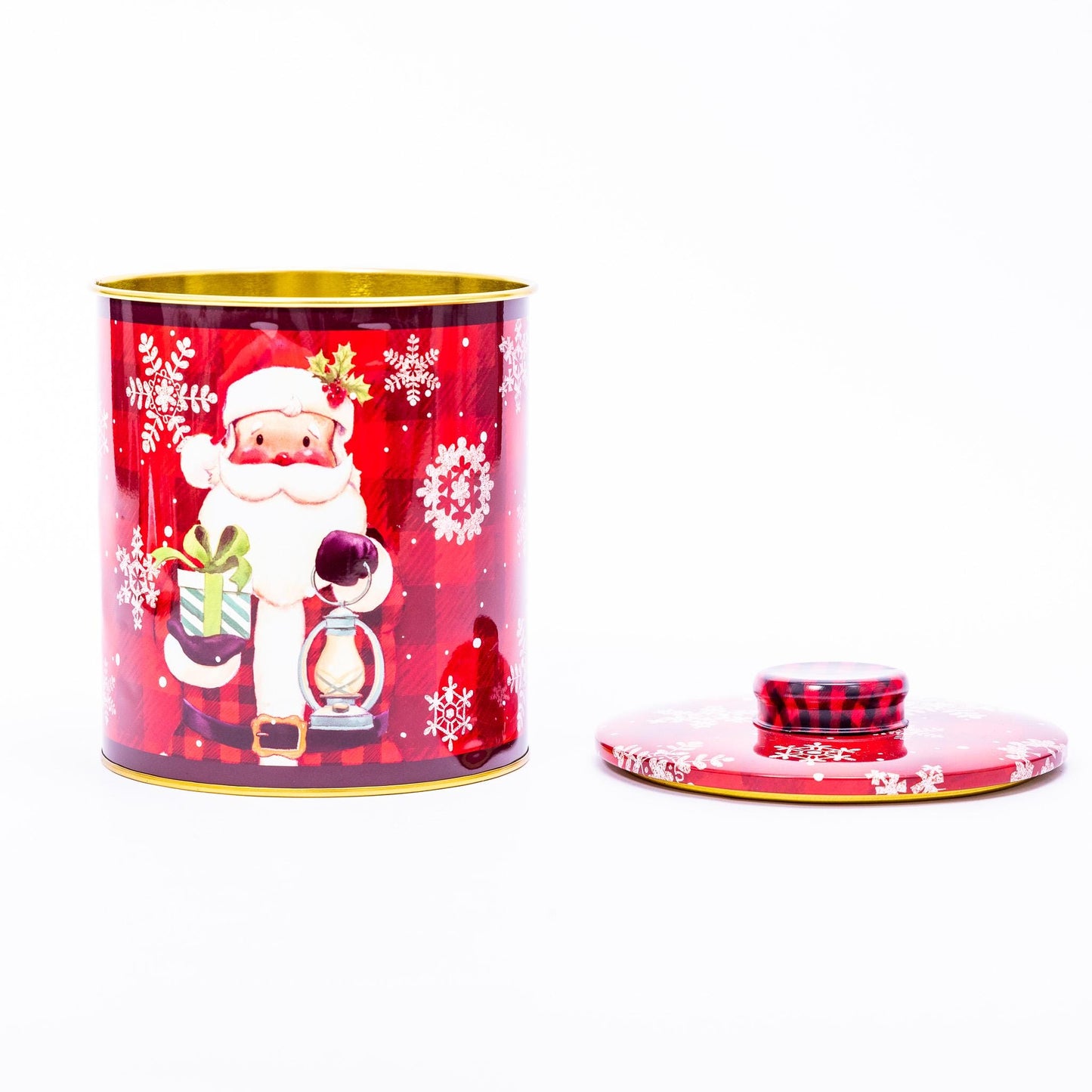 2 Christmas Tins Jars Storage Tin Container Canisters Cookie Biscuit Santa