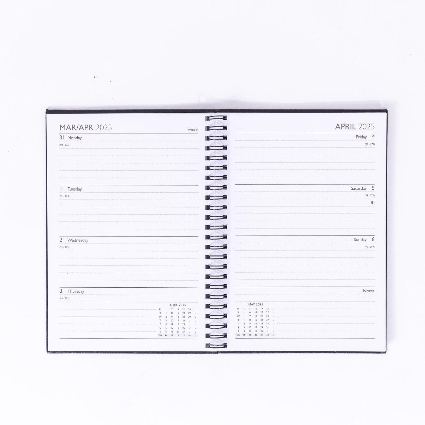 2025 A5 Week To View Diary: Hardback Spiral Planner