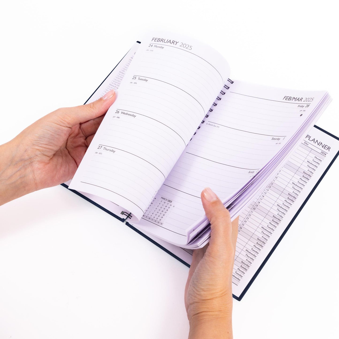 2025 A5 Navy Hardback Diary: Week To View Planner