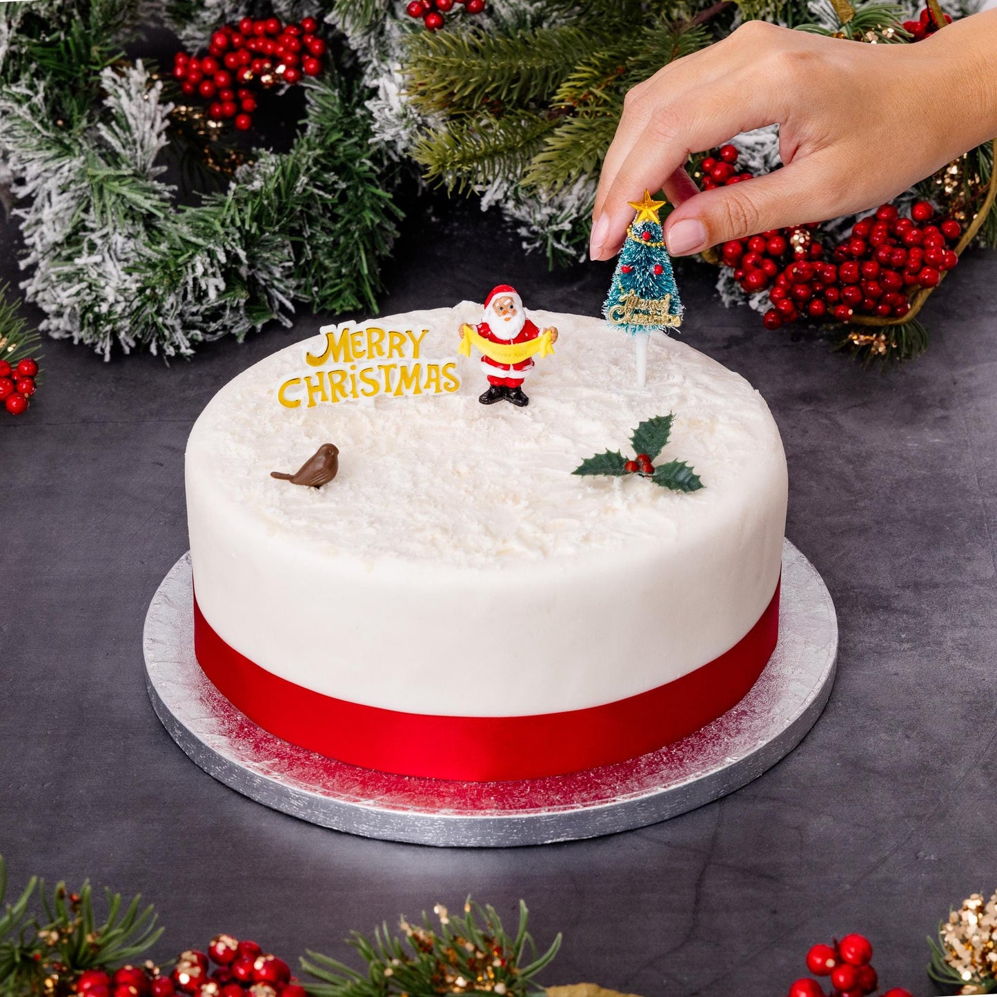 Christmas Cake Decorations Toppers 5 Piece Set Snowman Cupcake Topper Cake Decoration Pieces Merry Christmas 5 pc
