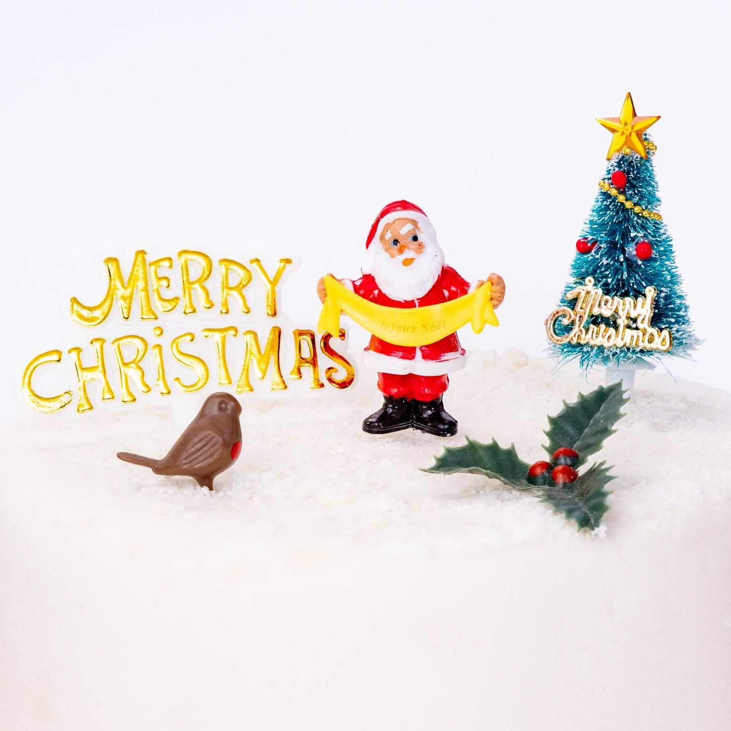 Christmas Cake Decorations Toppers 5 Piece Set Snowman Cupcake Topper Cake Decoration Pieces Merry Christmas 5 pc