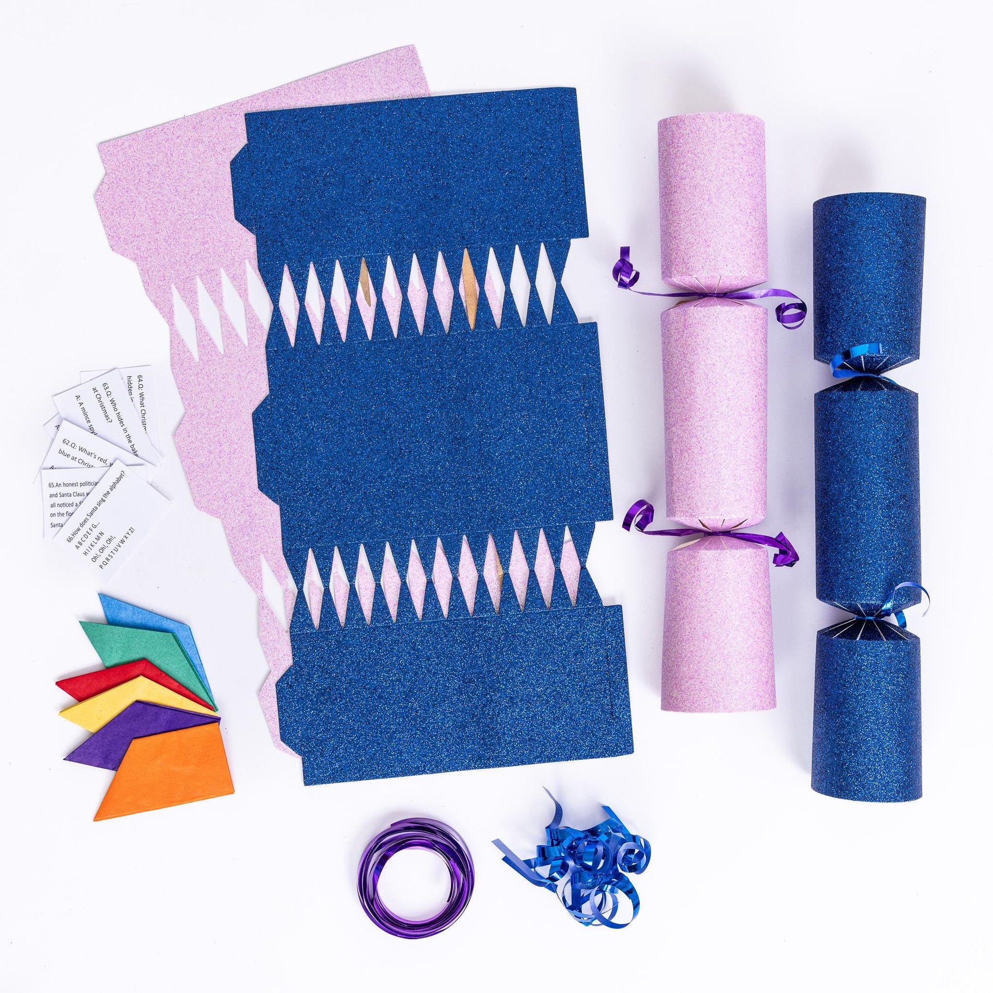 DIY Christmas Cracker Kit: Navy & Pink Glitter, Hats, Snaps (12 Pack) Etsy