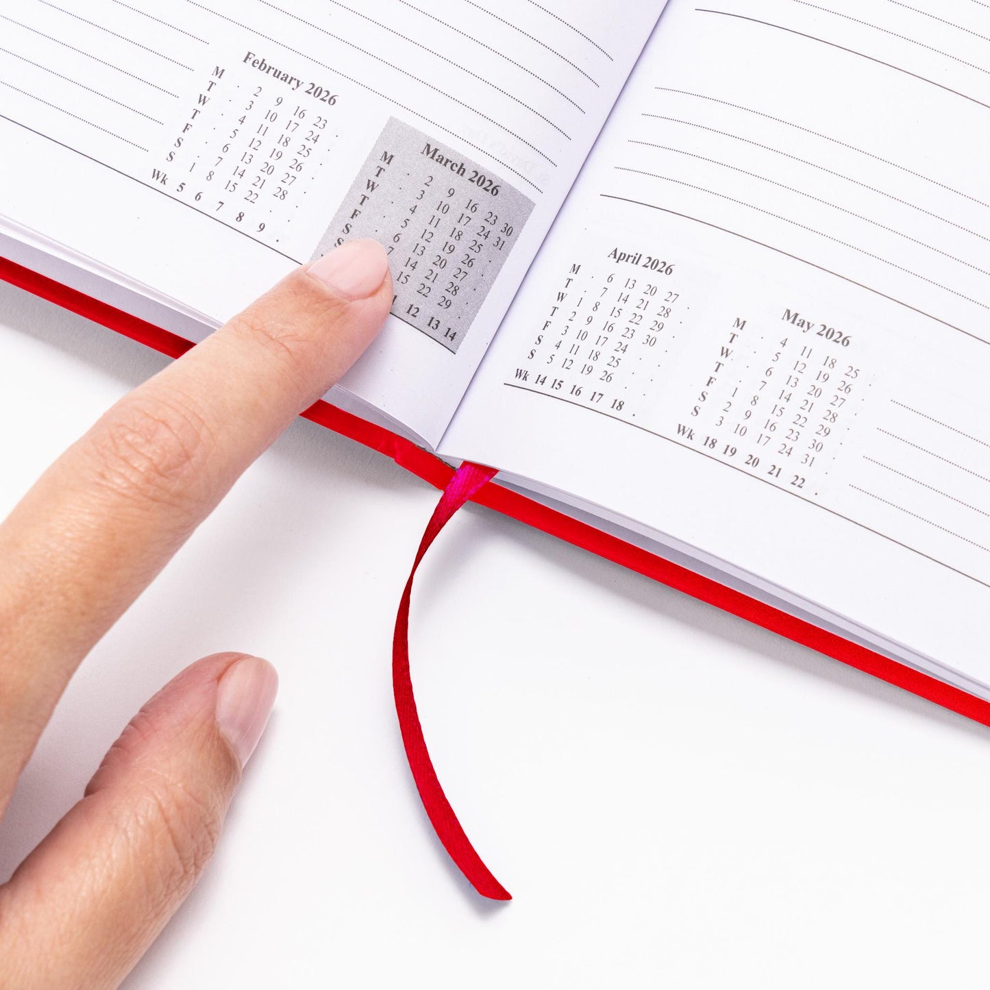 2026 A5 Red Hardback Diary: Week To View Planner