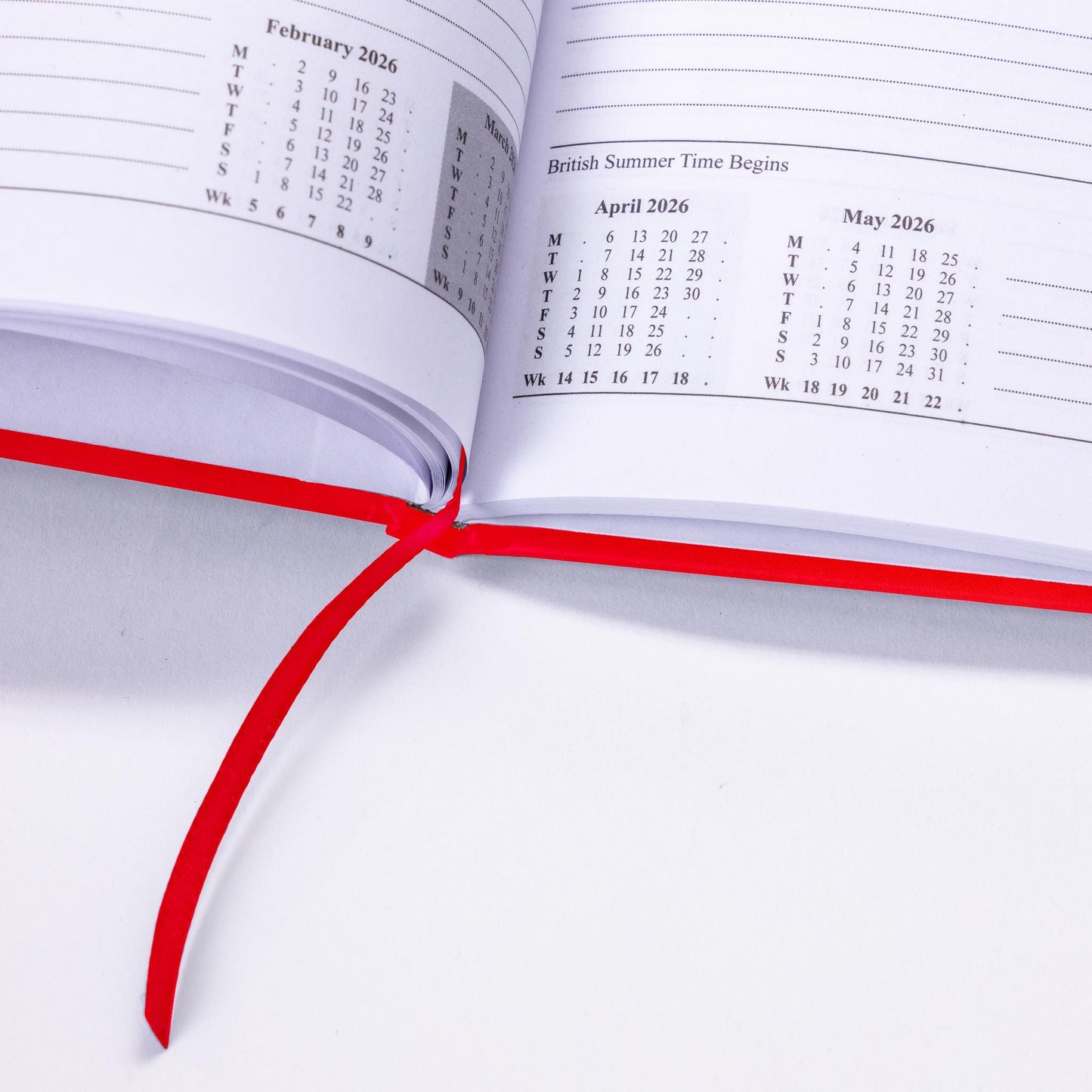 2026 A5 Red Hardback Diary: Week To View Planner