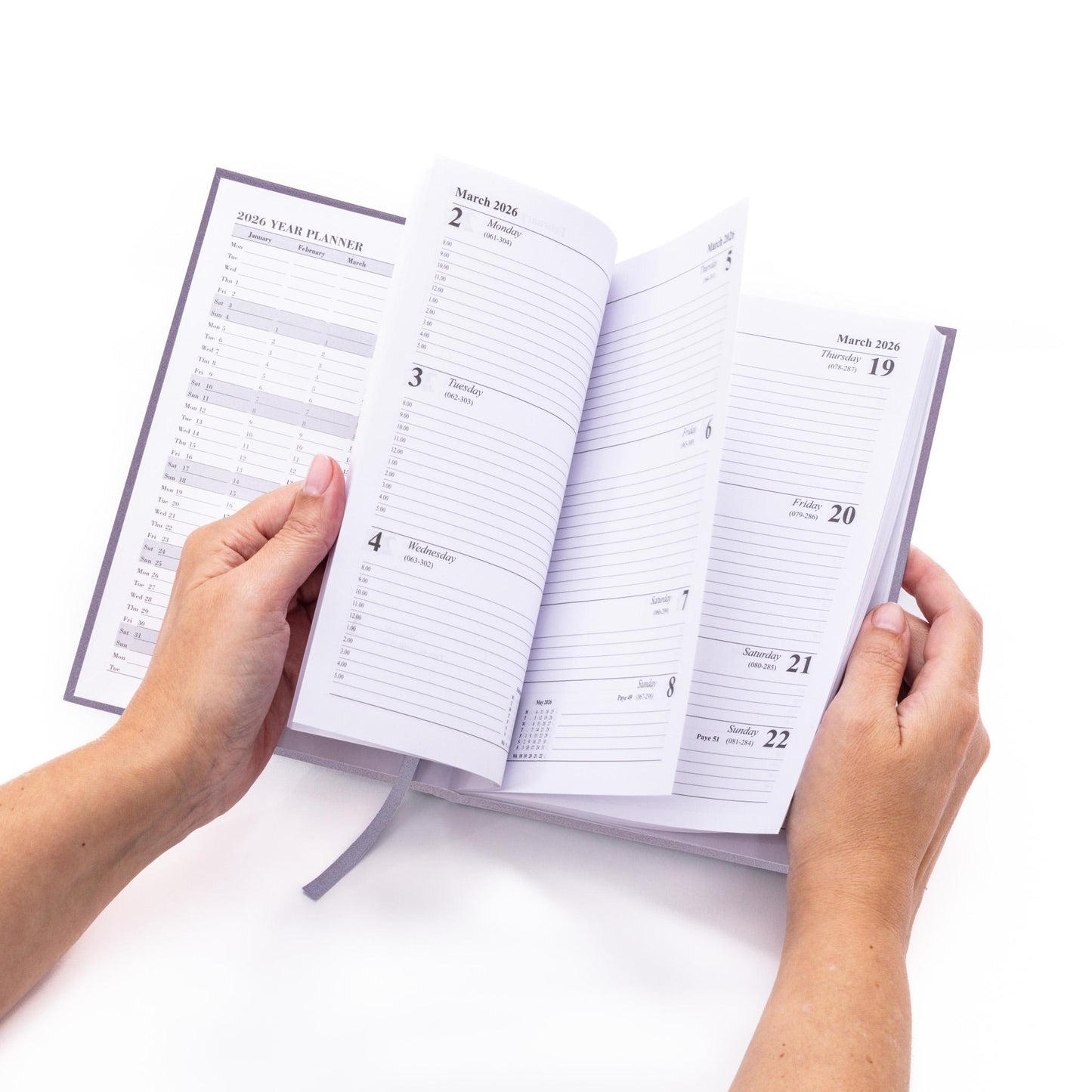 2026 Diary A5 Week to view Full Year Office Year Planner Hardback Diaries grey