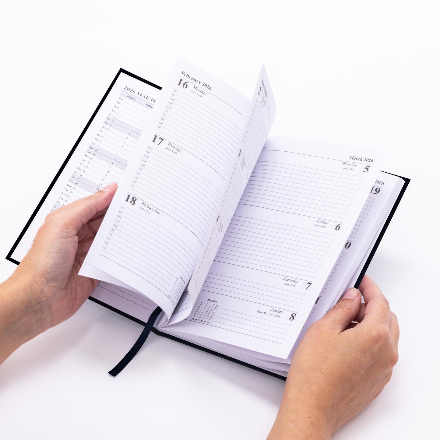 2026 A5 Week To View Diary Full Year Planner Organiser Hardback Cover With Times