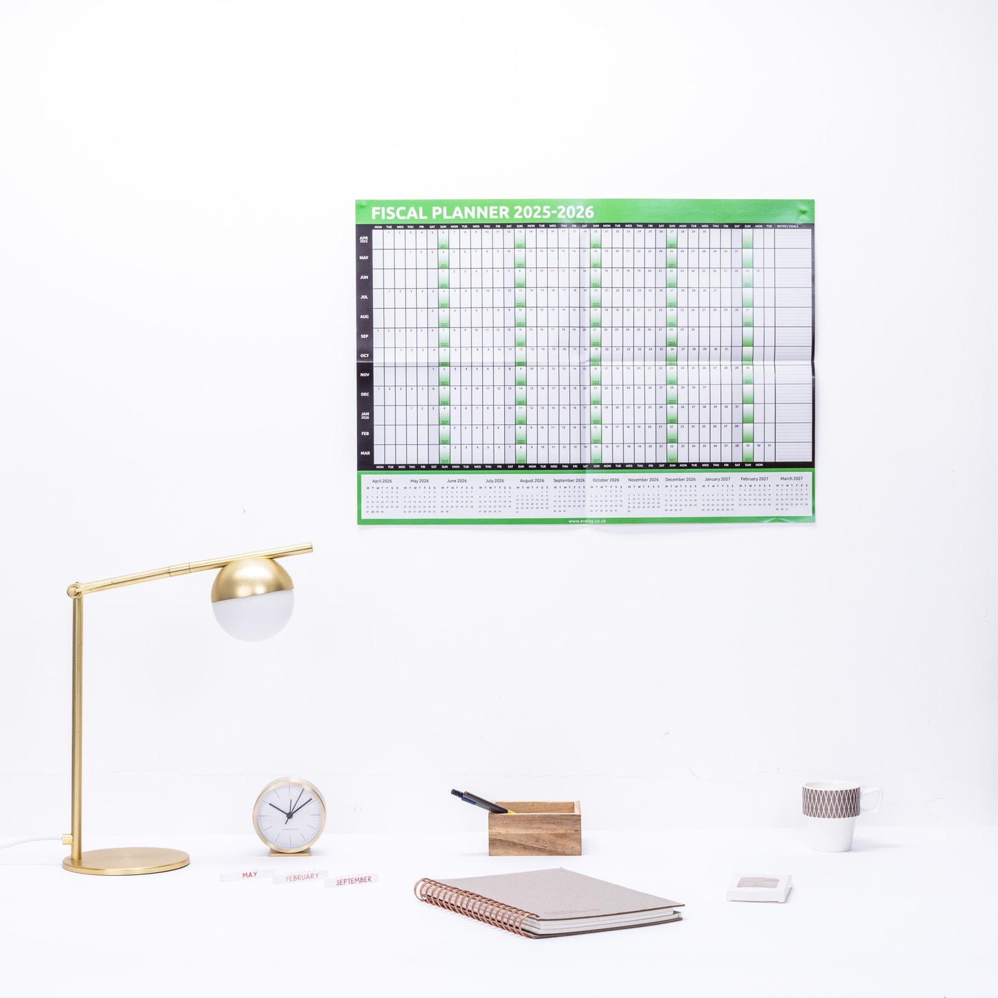 FISCAL 2025 - 2026 A1 Size Full Year Wall Planner Calendar Home Office Work A1