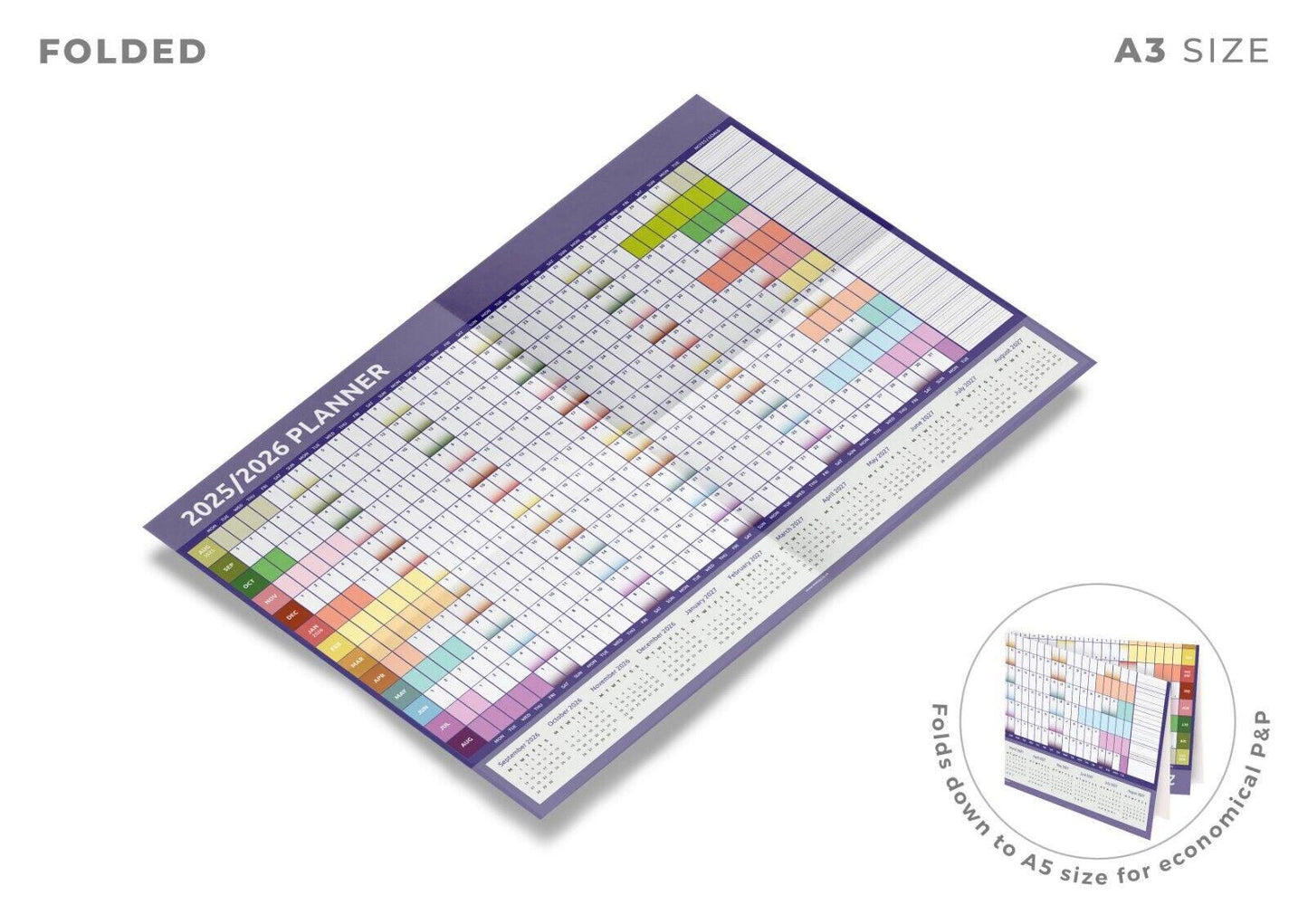2025 - 2026 A3 Academic Mid Year Wall Planner Calendar Home Office Work