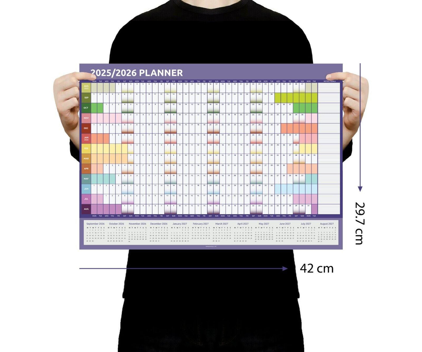 2025 - 2026 A3 Academic Mid Year Wall Planner Calendar Home Office Work