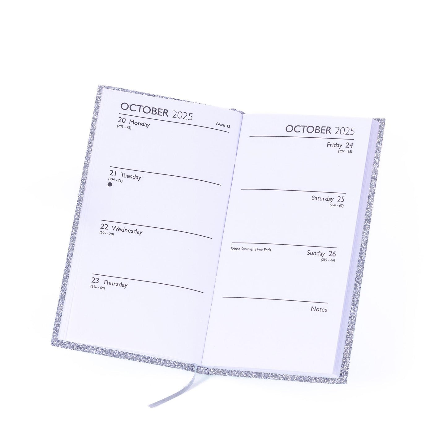 2026 Diary Slim Glitter Week to View Diaries Full Year Journal Calendar Planner silver