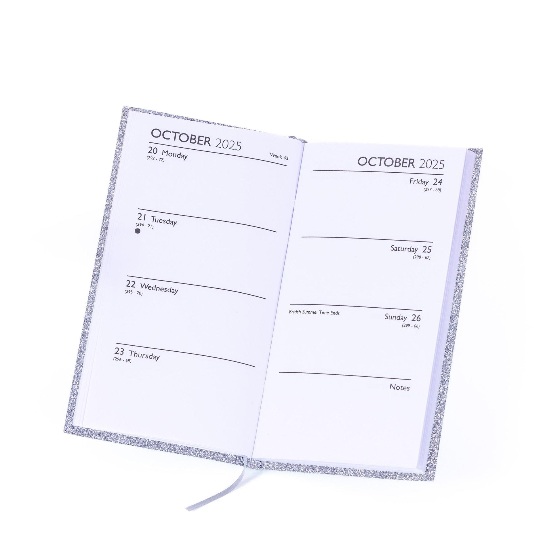 2026 Diary Slim Glitter Week to View Diaries Full Year Journal Calendar Planner silver Etsy