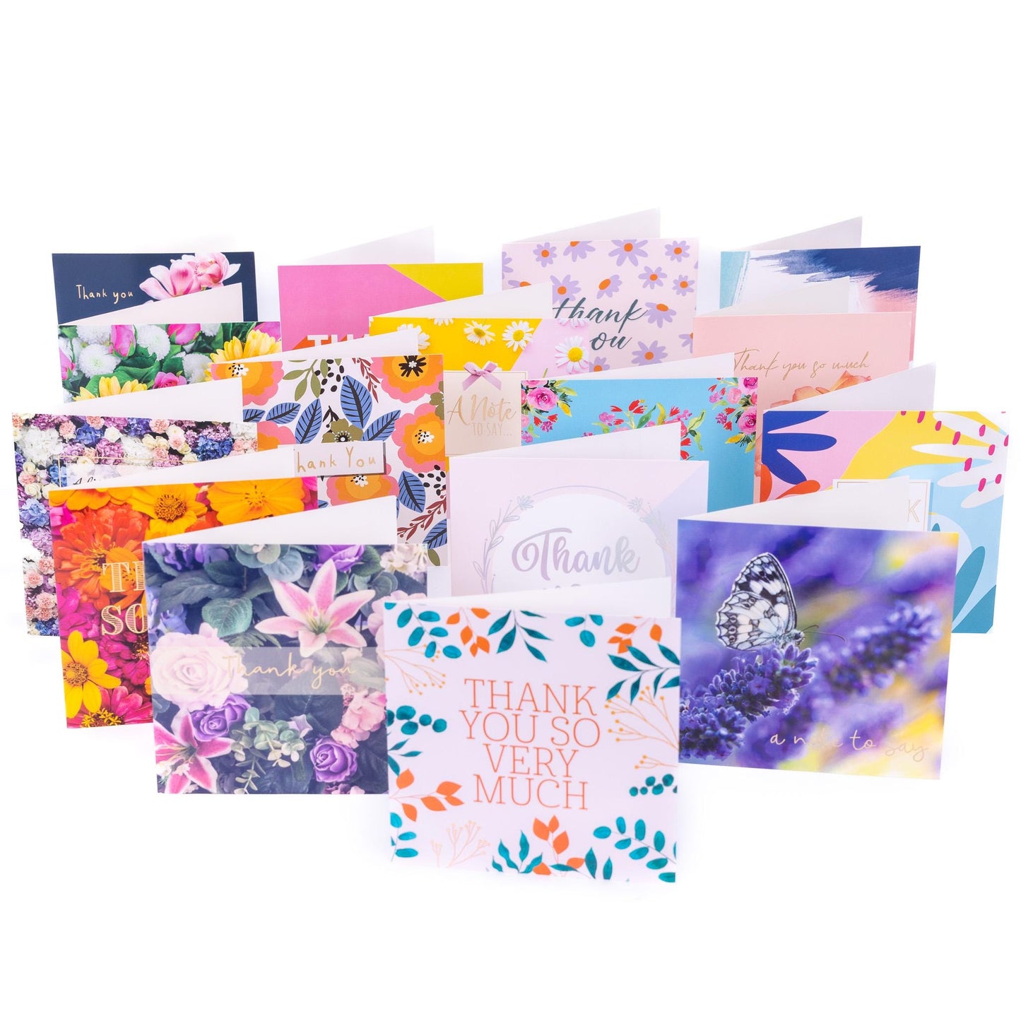 Thank You Cards: 16 Mixed Design Card Set
