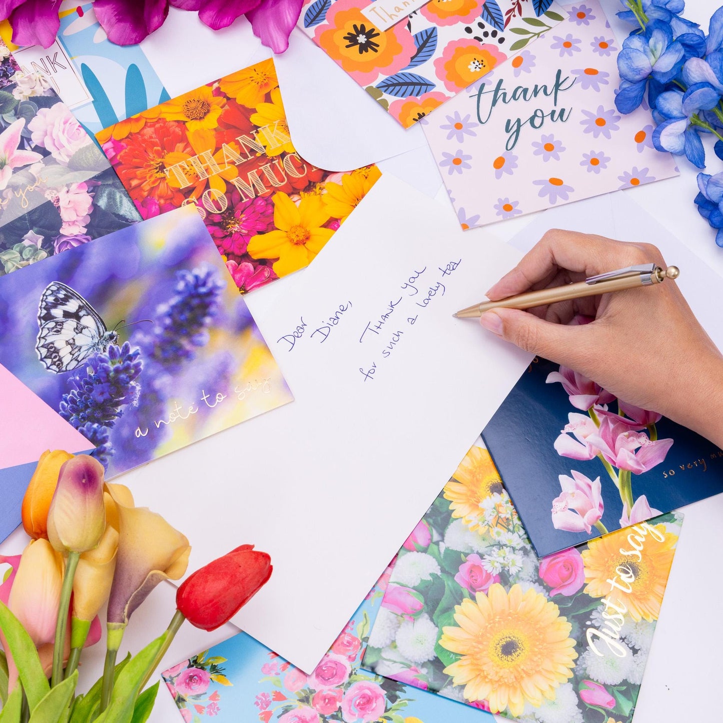 Thank You Cards: 16 Mixed Design Card Set