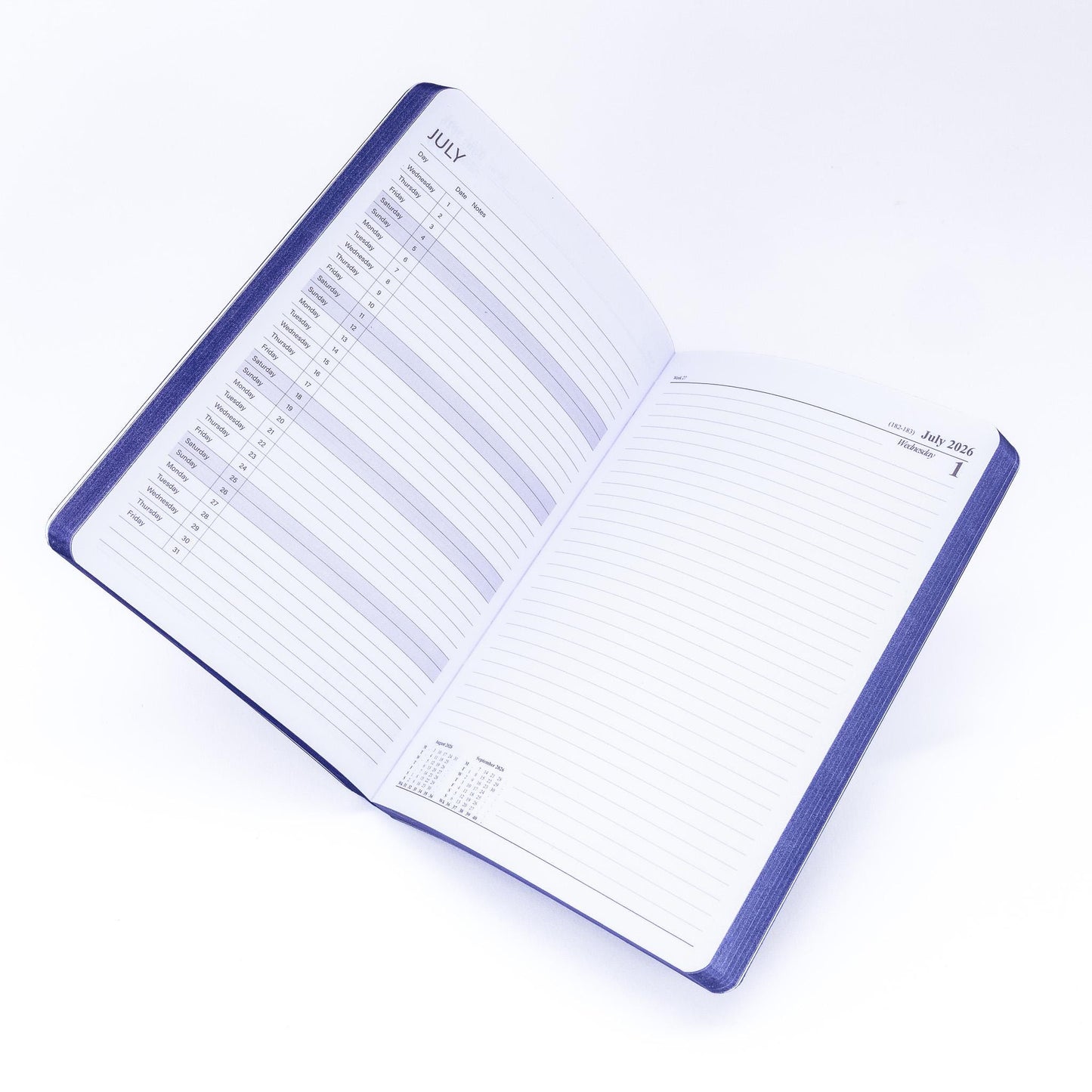 2026 A5 Page-a-Day Diary: Navy Softcover Planner with Printed Edges