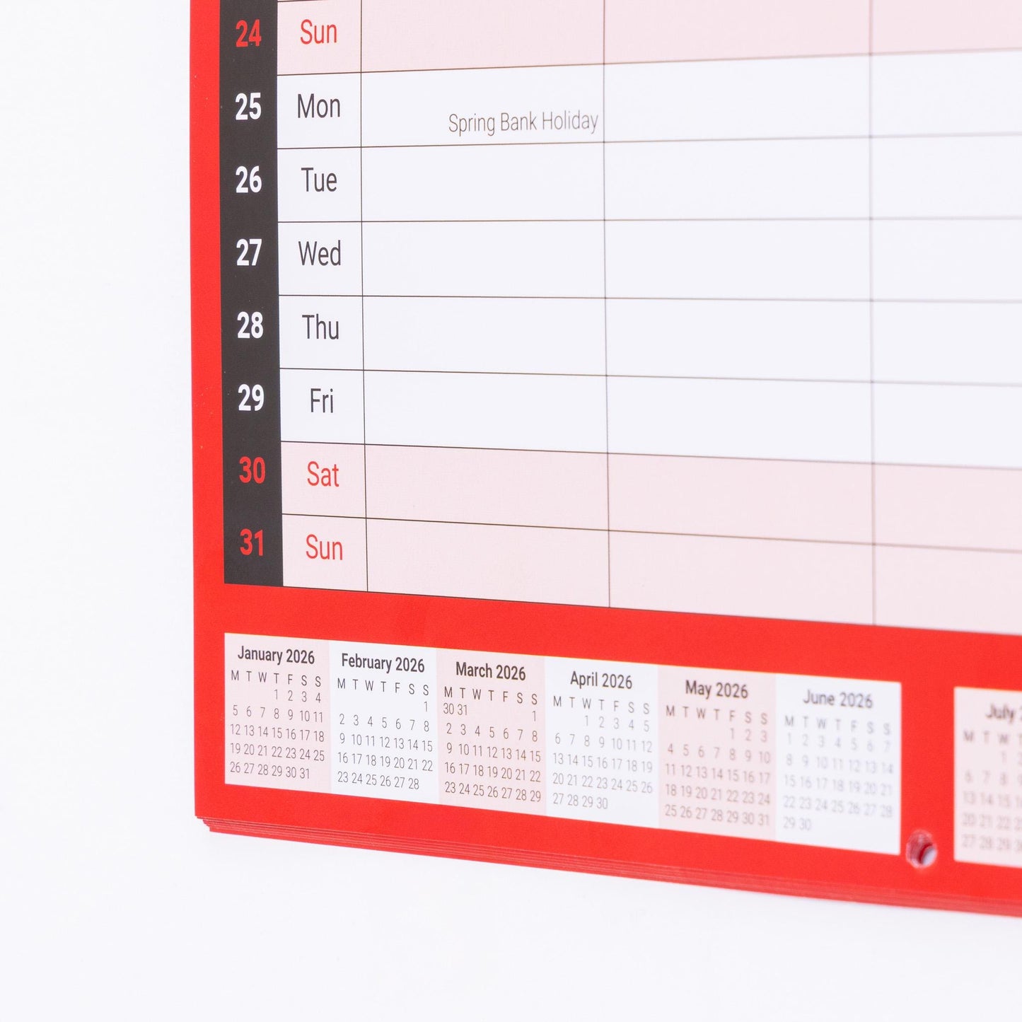 2026 Calendar 5 Columns Wall Monthly Planner Staff Rota Family Organiser Red M2M