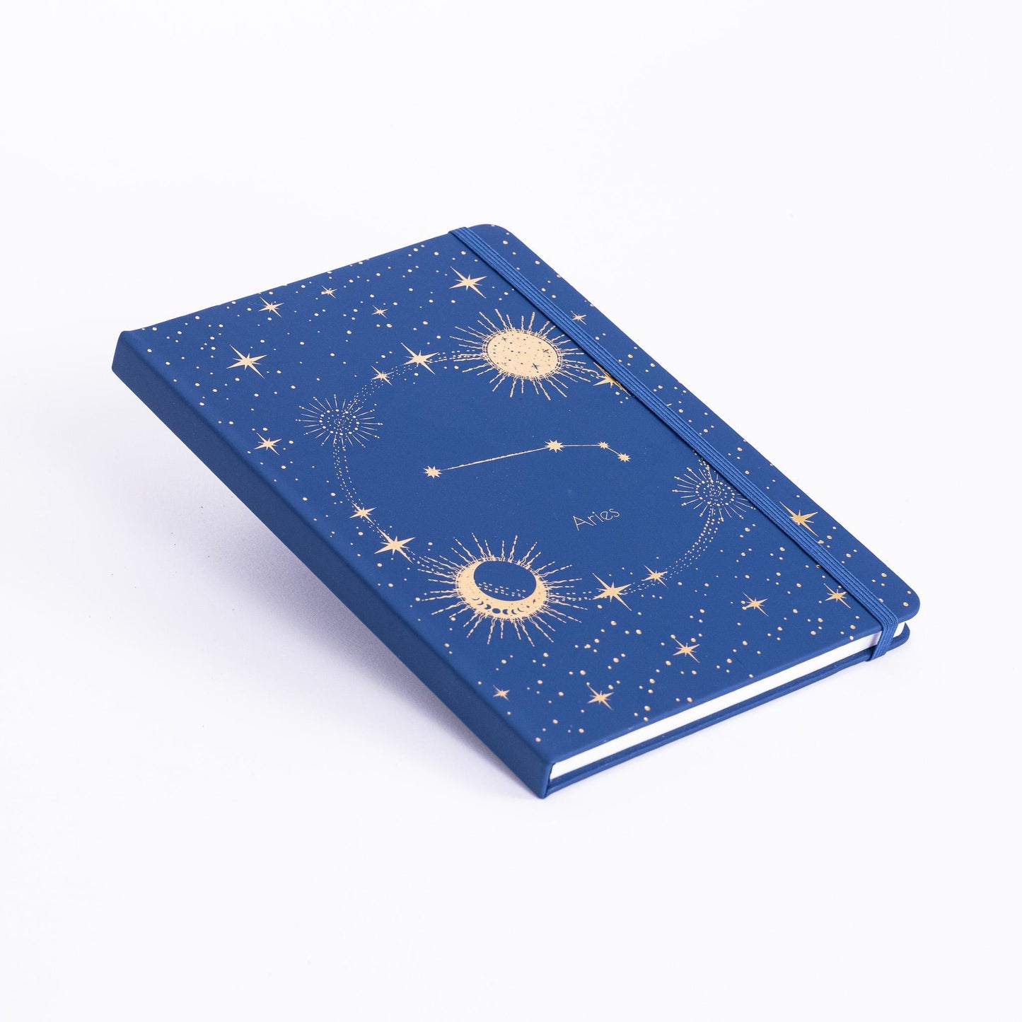 Aries Zodiac Notebook: Gold Foil Faux Leather Journal