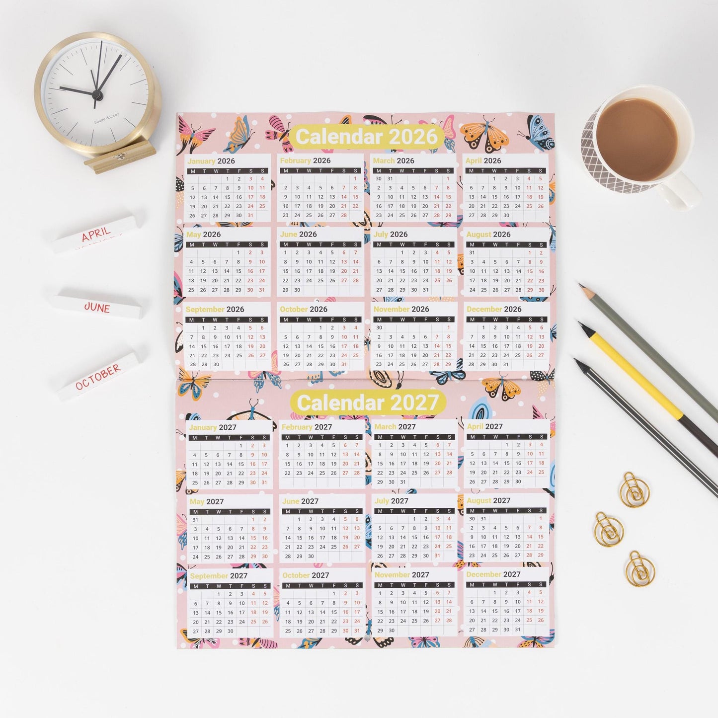 2026 A3 Month to View Family Home Planner 5 Column Wall All Family Organiser