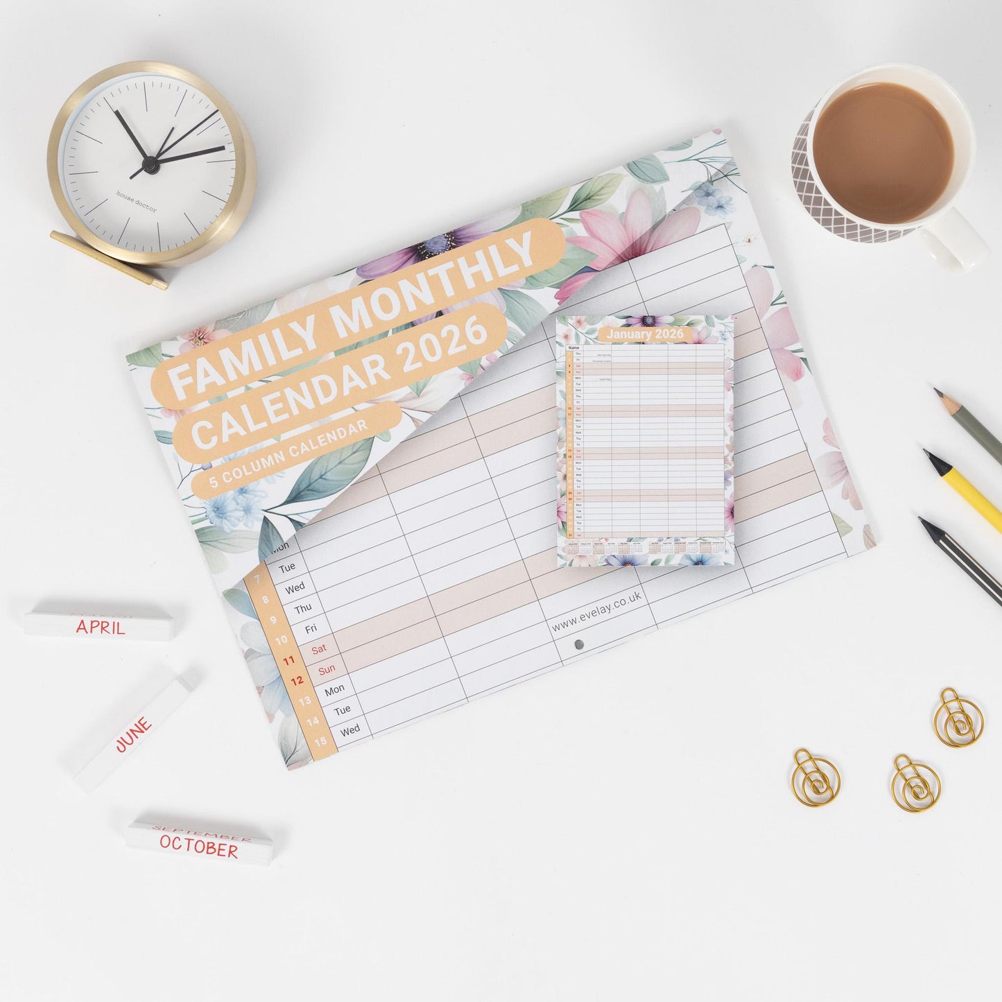 2026 Calendar Wall Monthly Planner Staff Rota Family Organiser 5 Columns