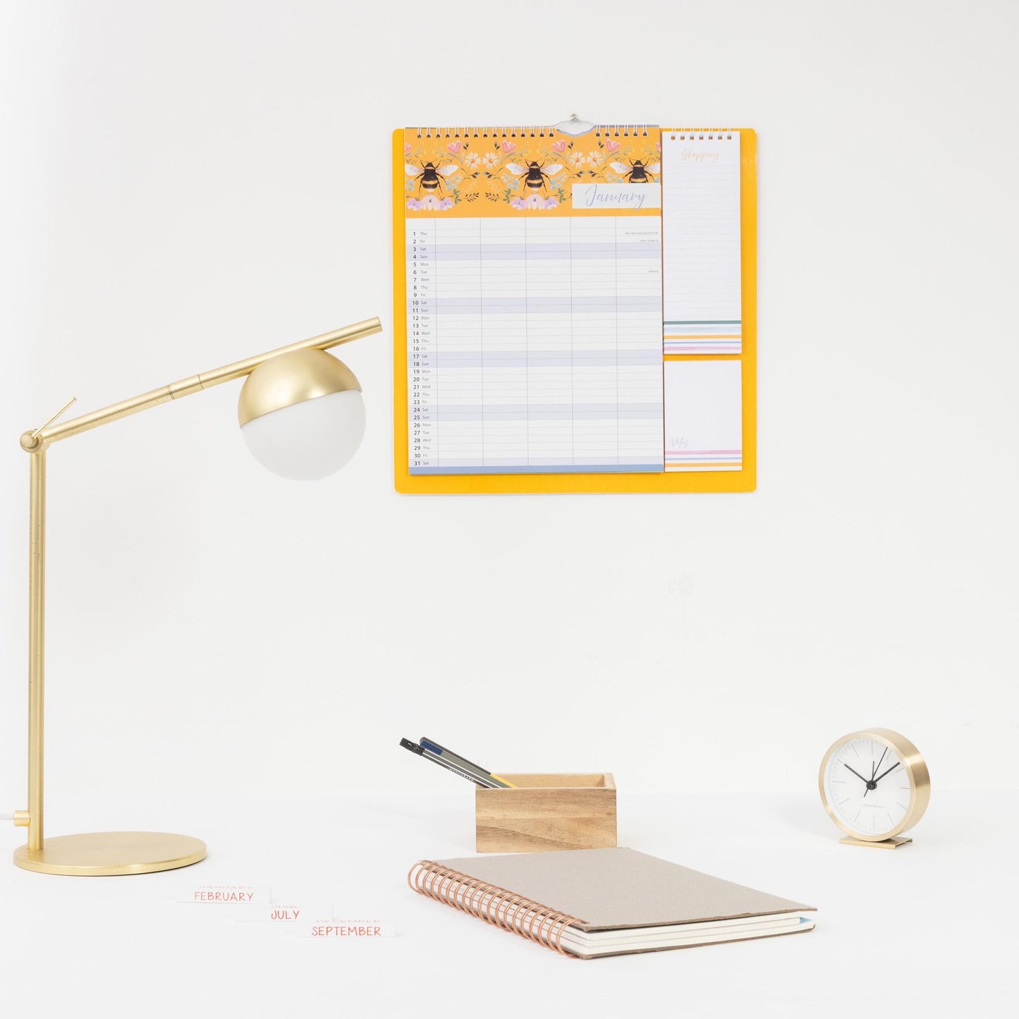2026 Family Planner 5 Column Calendar Wall Organiser Shopping List & Notepad